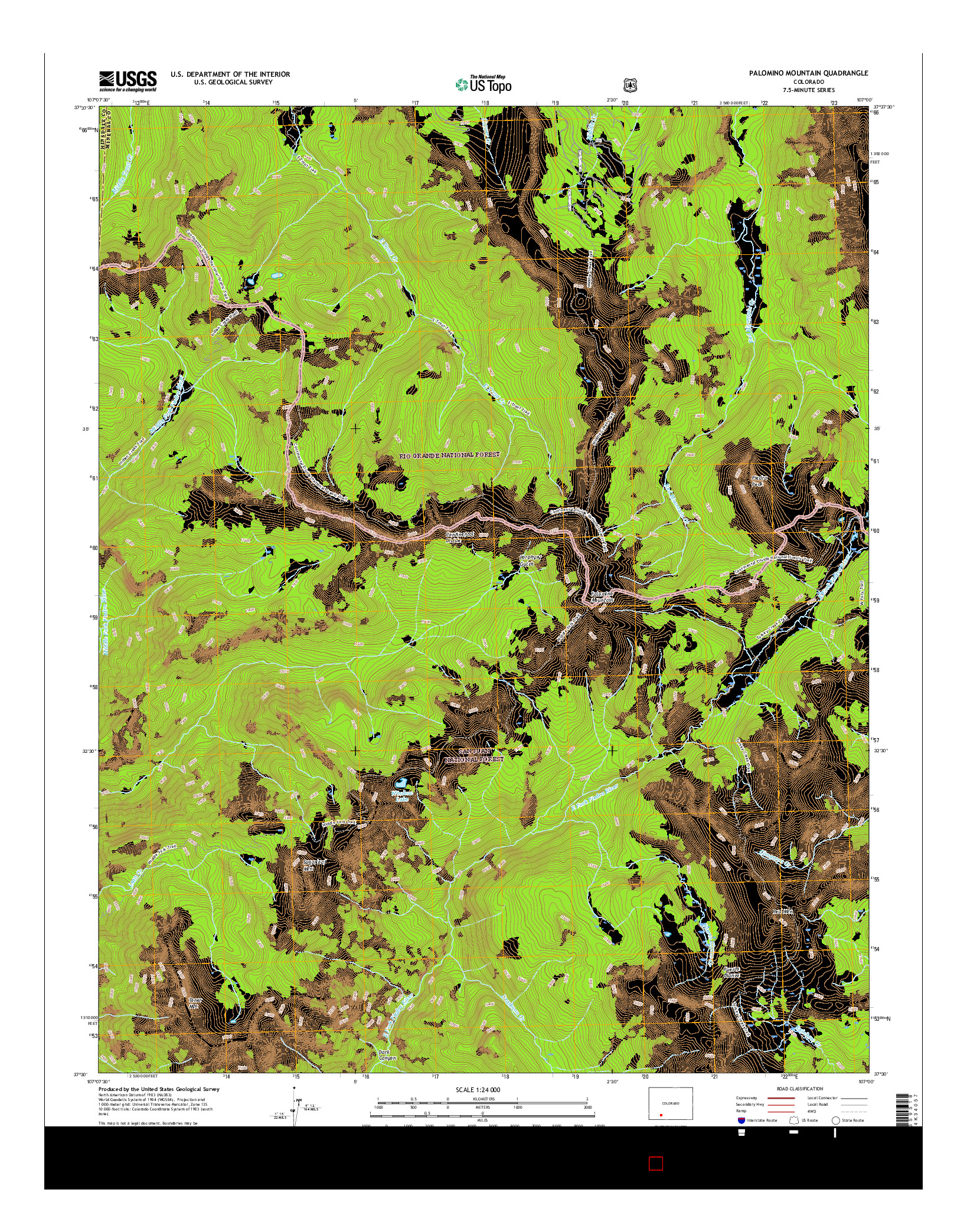 USGS US TOPO 7.5-MINUTE MAP FOR PALOMINO MOUNTAIN, CO 2016