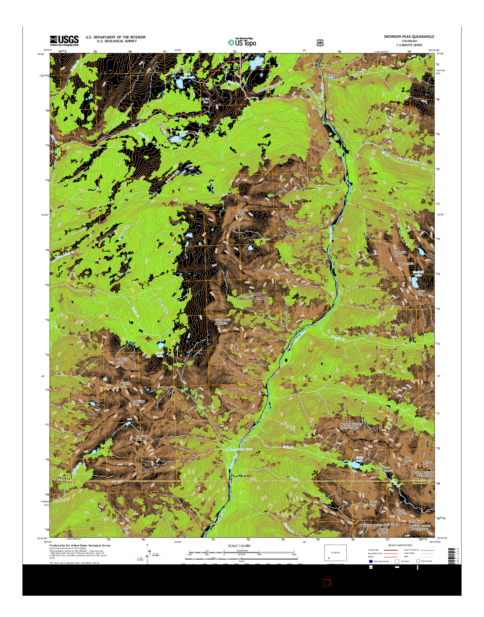 USGS US TOPO 7.5-MINUTE MAP FOR SNOWDON PEAK, CO 2016