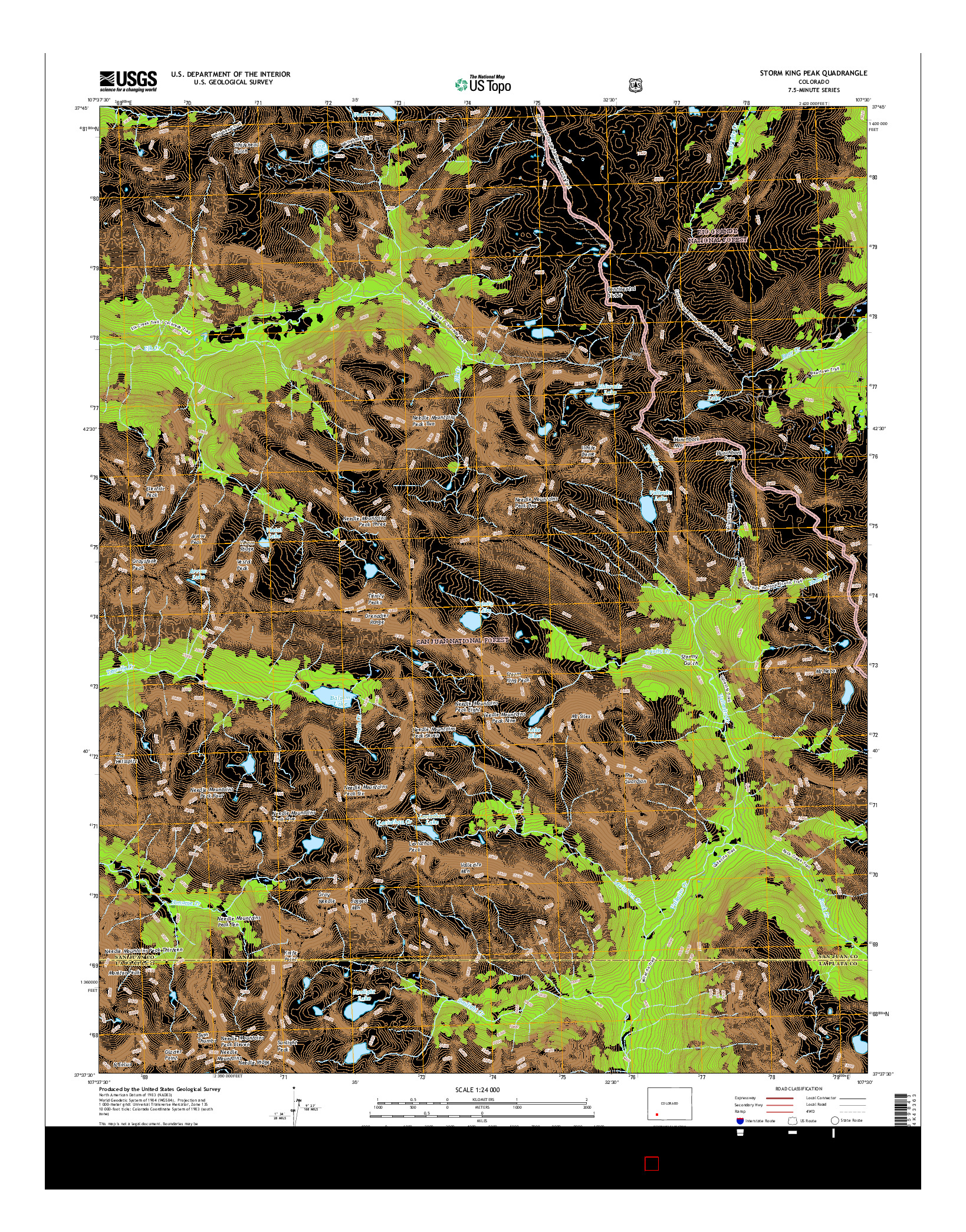 USGS US TOPO 7.5-MINUTE MAP FOR STORM KING PEAK, CO 2016