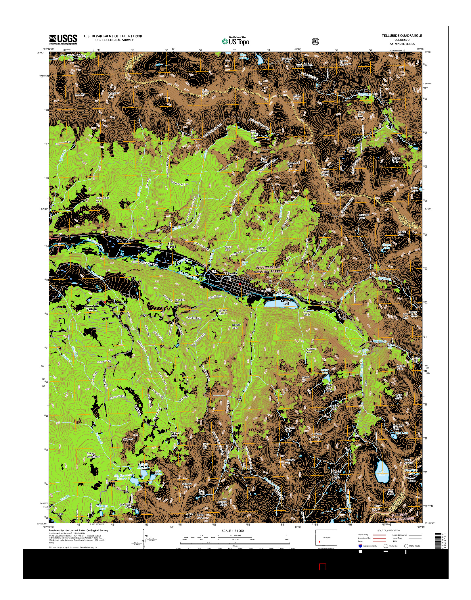 USGS US TOPO 7.5-MINUTE MAP FOR TELLURIDE, CO 2016