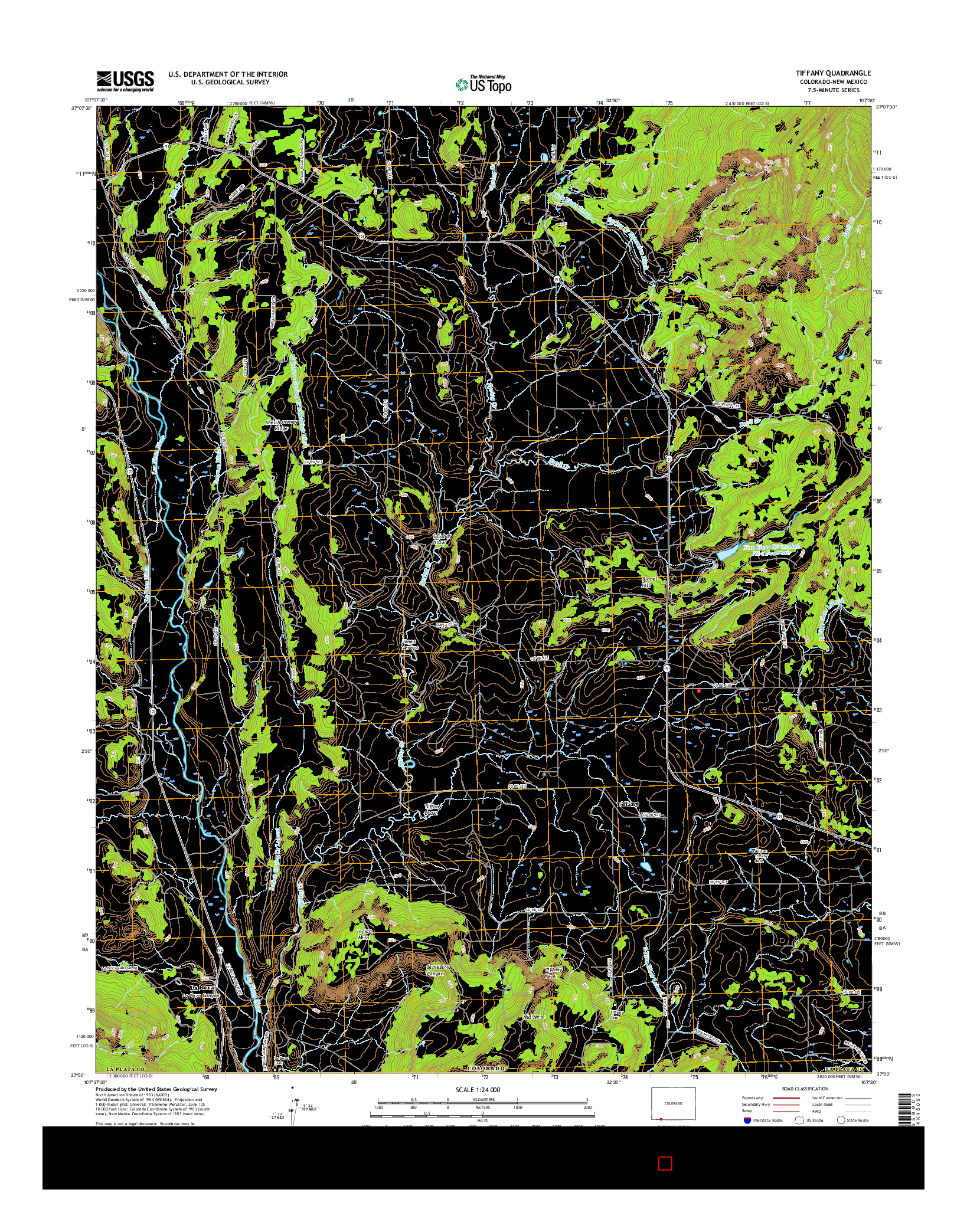 USGS US TOPO 7.5-MINUTE MAP FOR TIFFANY, CO-NM 2016