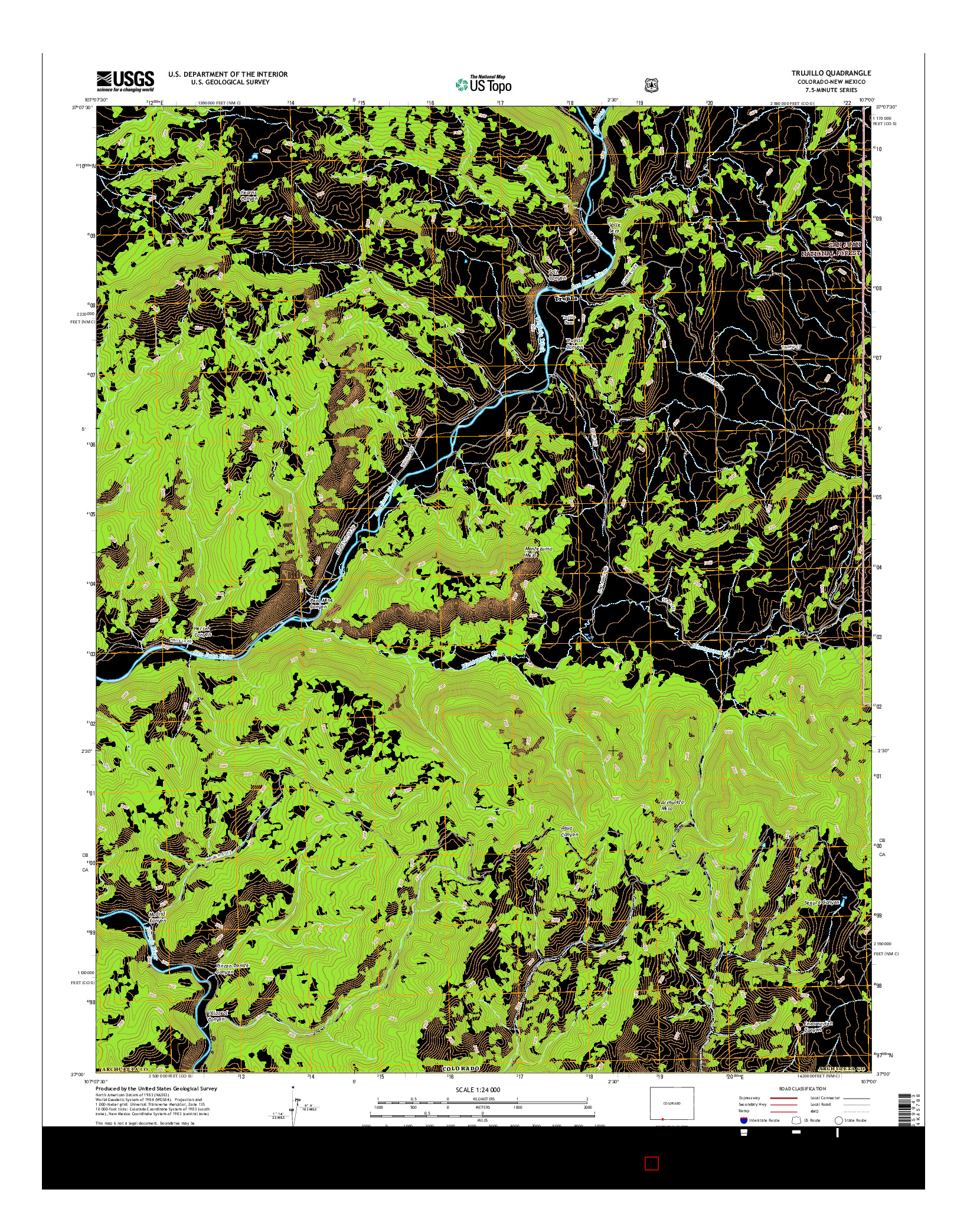 USGS US TOPO 7.5-MINUTE MAP FOR TRUJILLO, CO-NM 2016