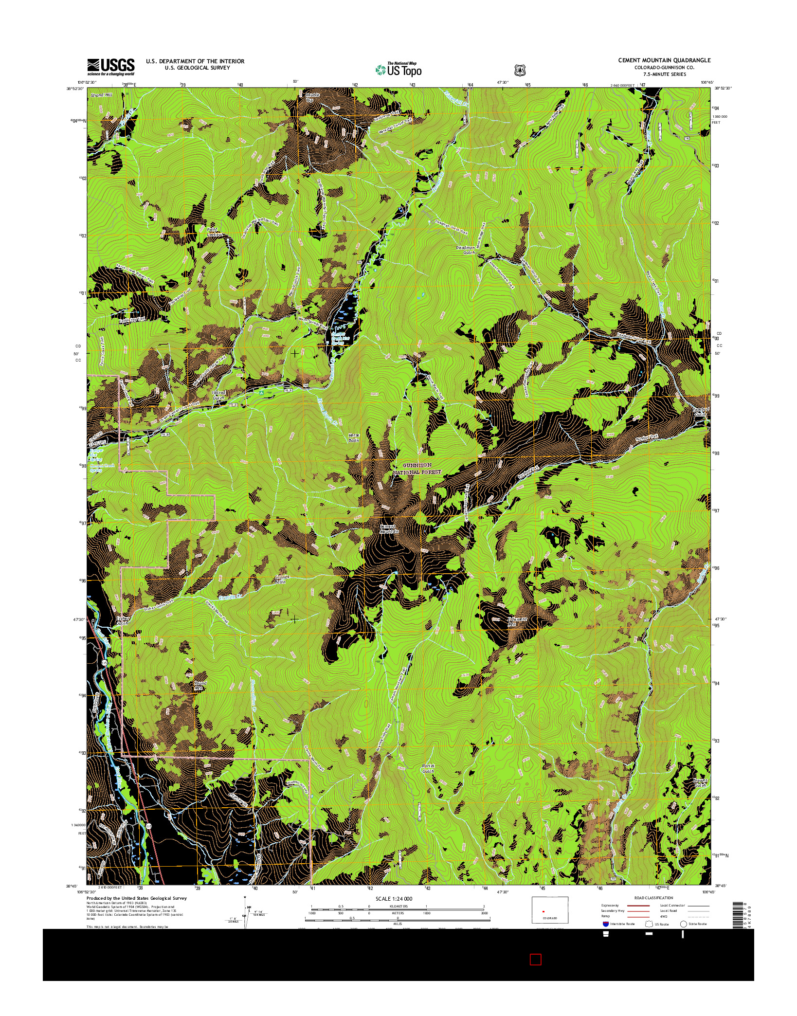 USGS US TOPO 7.5-MINUTE MAP FOR CEMENT MOUNTAIN, CO 2016