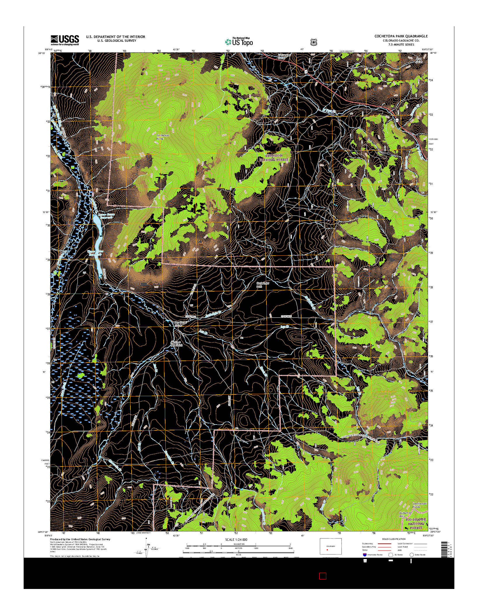 USGS US TOPO 7.5-MINUTE MAP FOR COCHETOPA PARK, CO 2016
