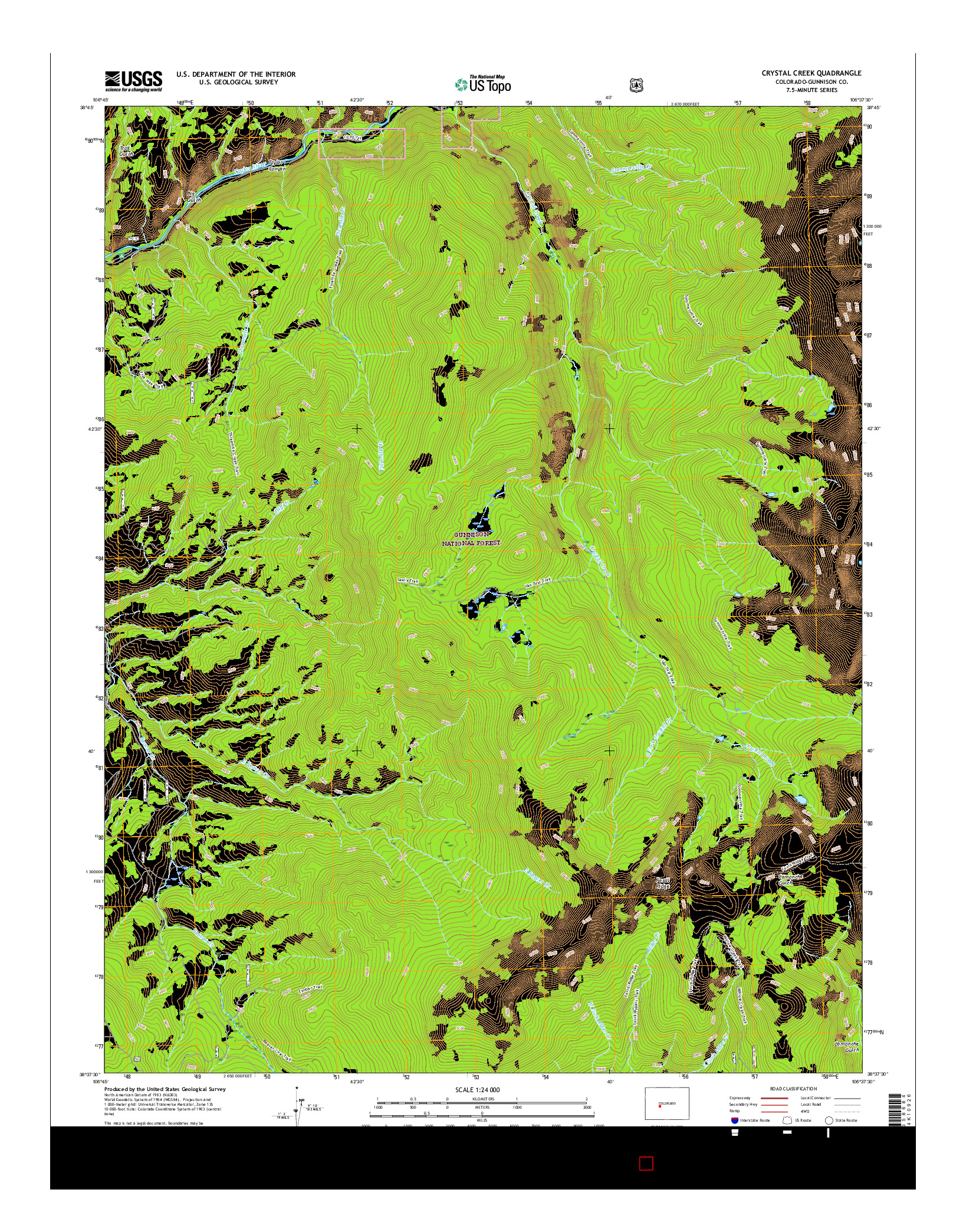 USGS US TOPO 7.5-MINUTE MAP FOR CRYSTAL CREEK, CO 2016