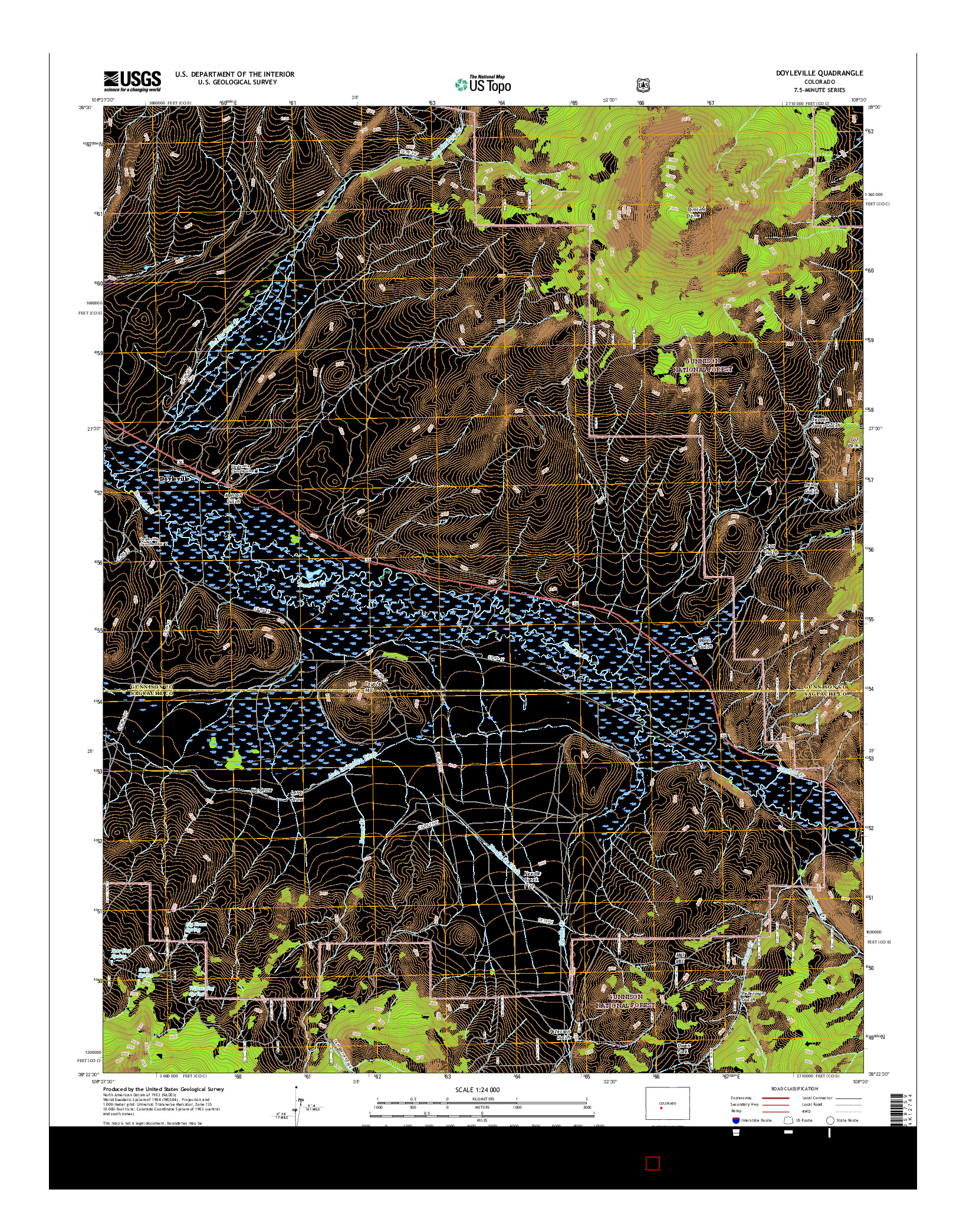 USGS US TOPO 7.5-MINUTE MAP FOR DOYLEVILLE, CO 2016