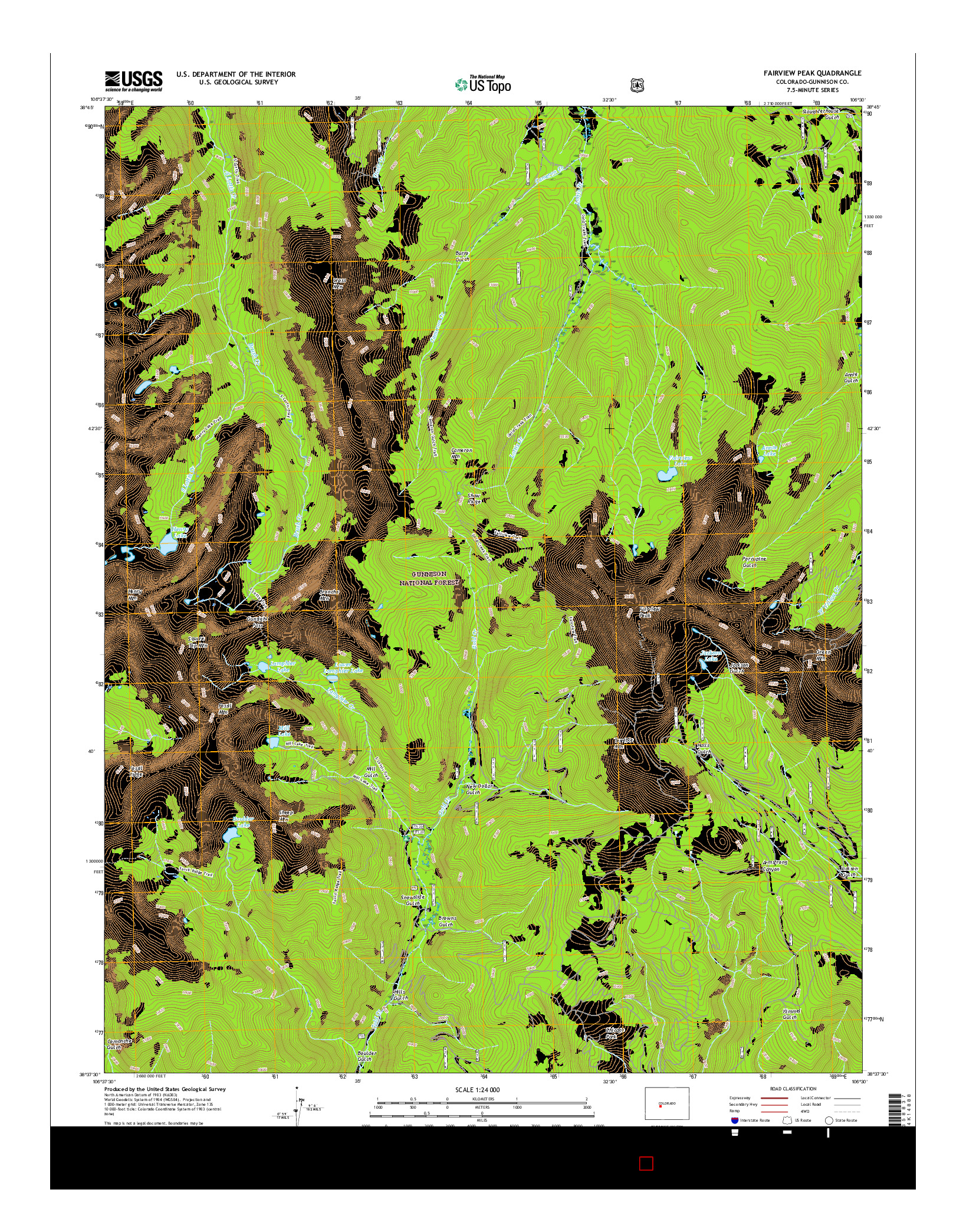 USGS US TOPO 7.5-MINUTE MAP FOR FAIRVIEW PEAK, CO 2016