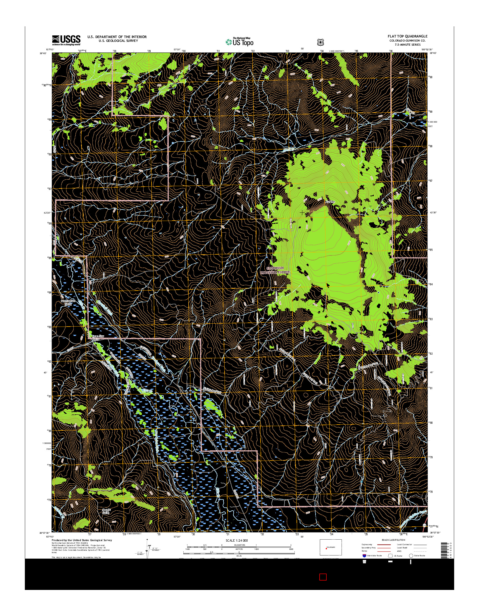 USGS US TOPO 7.5-MINUTE MAP FOR FLAT TOP, CO 2016