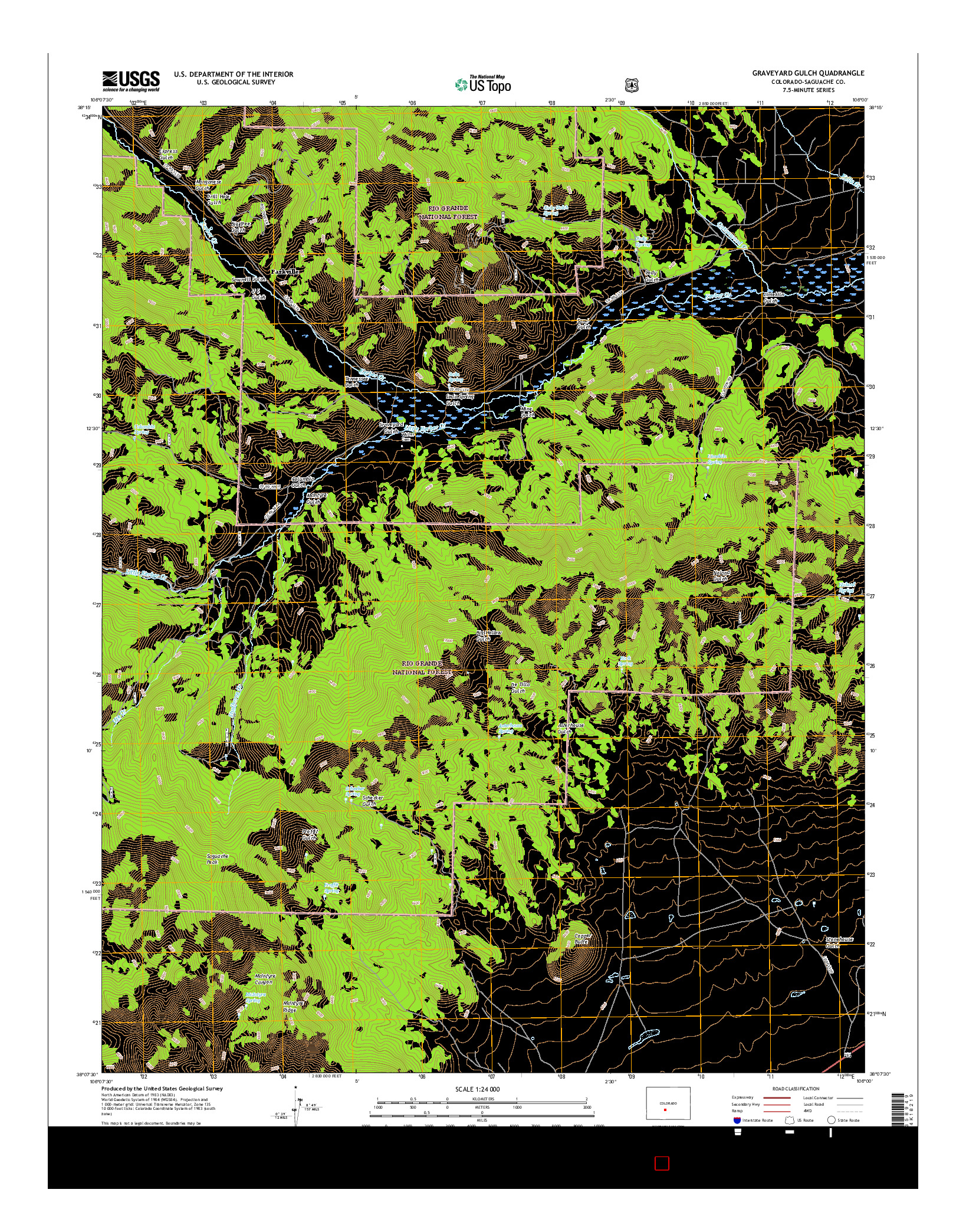 USGS US TOPO 7.5-MINUTE MAP FOR GRAVEYARD GULCH, CO 2016