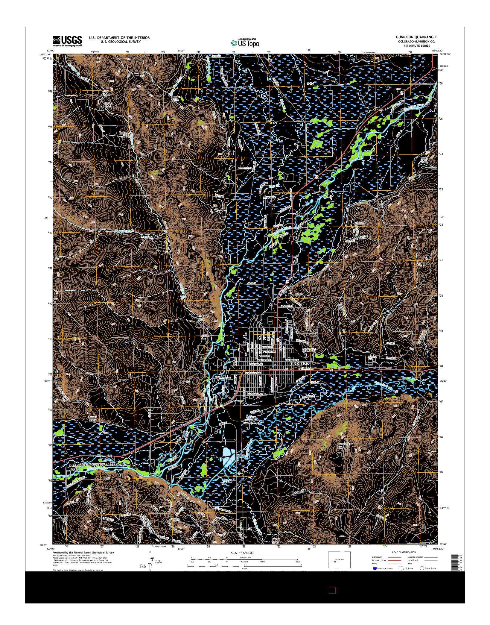 USGS US TOPO 7.5-MINUTE MAP FOR GUNNISON, CO 2016