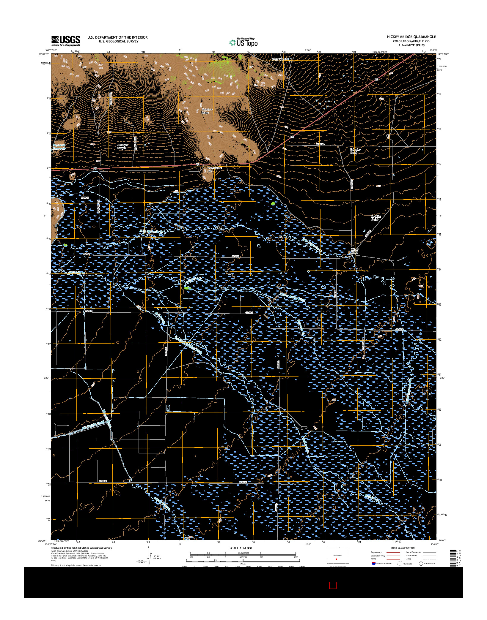 USGS US TOPO 7.5-MINUTE MAP FOR HICKEY BRIDGE, CO 2016