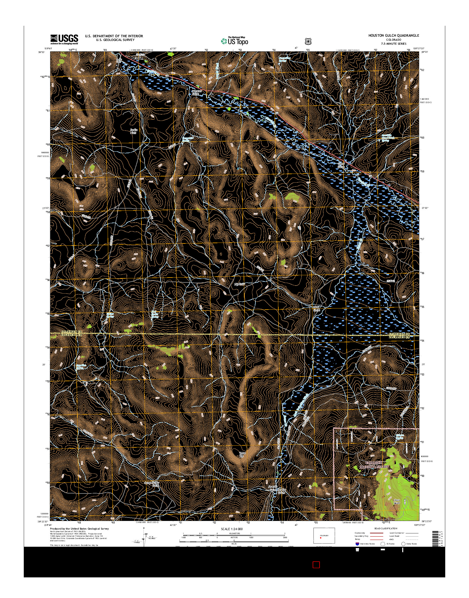 USGS US TOPO 7.5-MINUTE MAP FOR HOUSTON GULCH, CO 2016