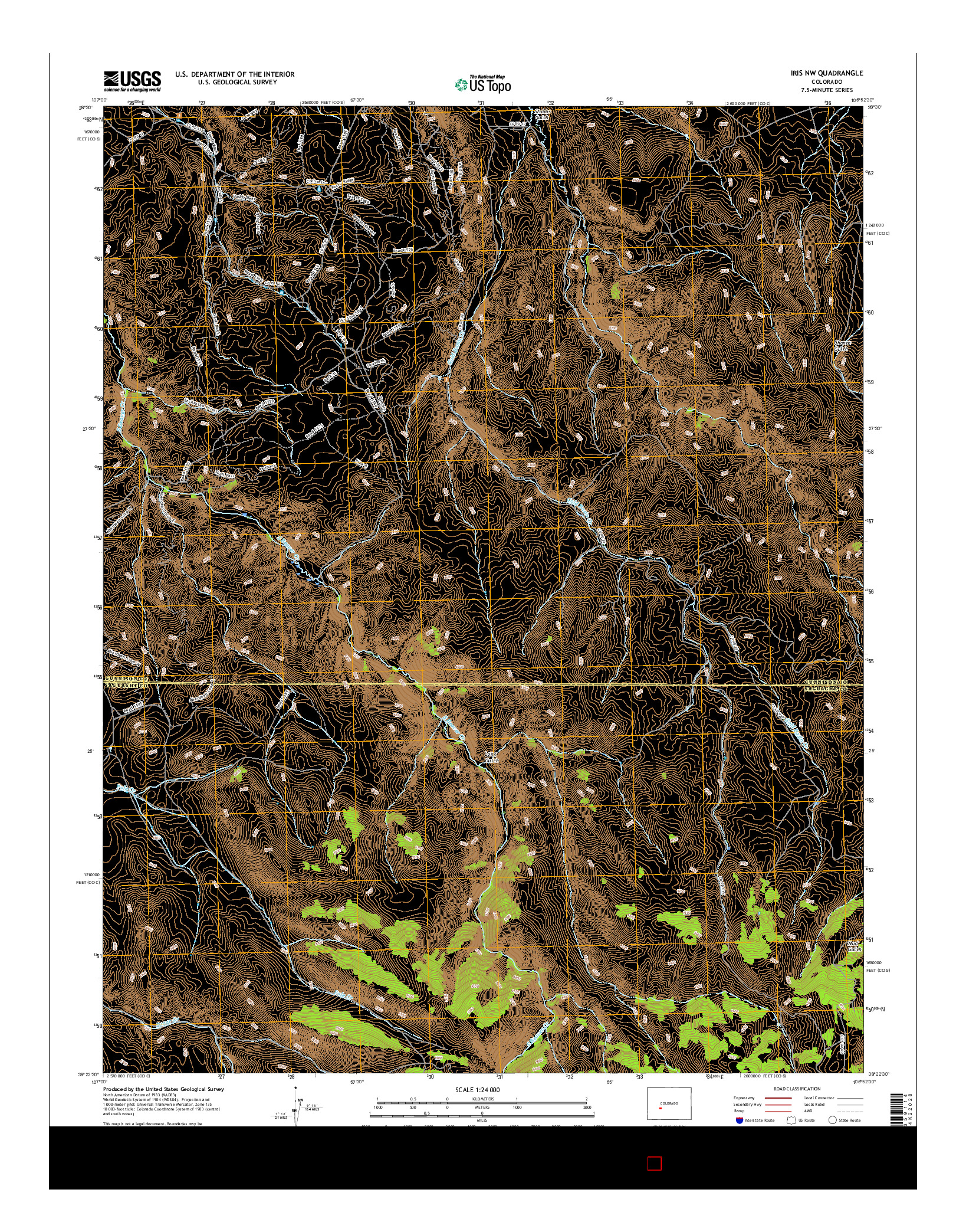 USGS US TOPO 7.5-MINUTE MAP FOR IRIS NW, CO 2016