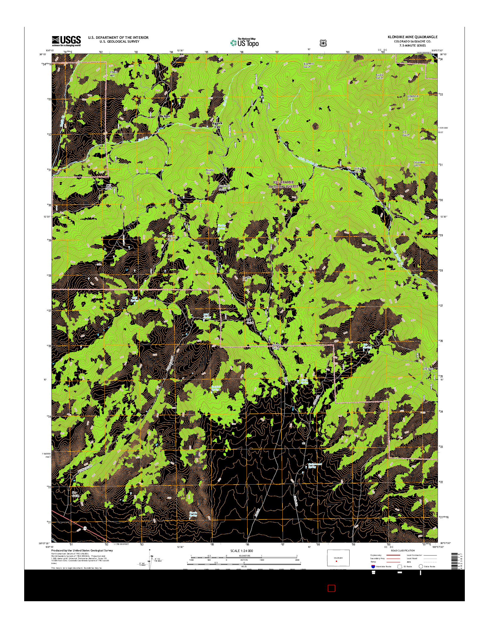 USGS US TOPO 7.5-MINUTE MAP FOR KLONDIKE MINE, CO 2016