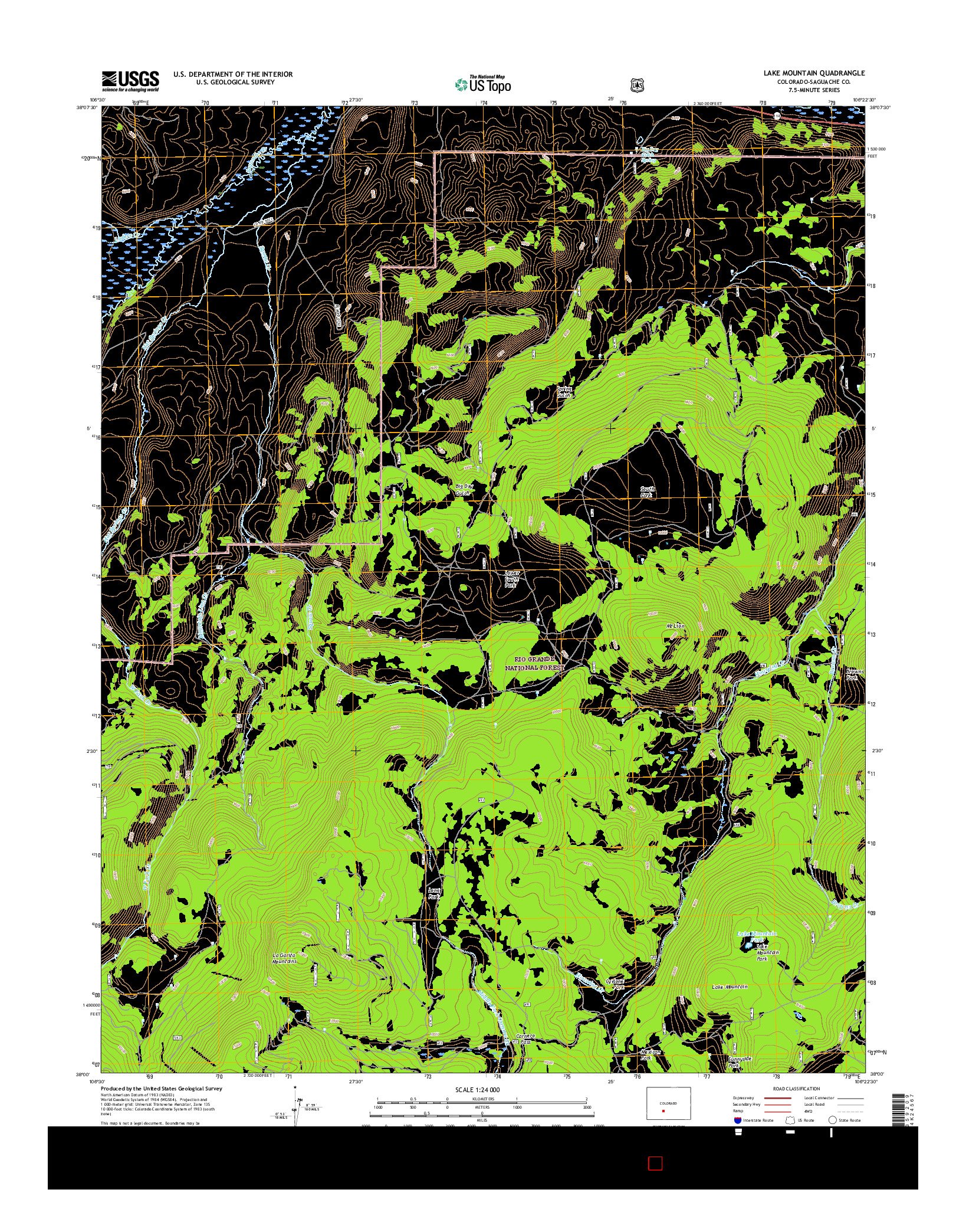 USGS US TOPO 7.5-MINUTE MAP FOR LAKE MOUNTAIN, CO 2016