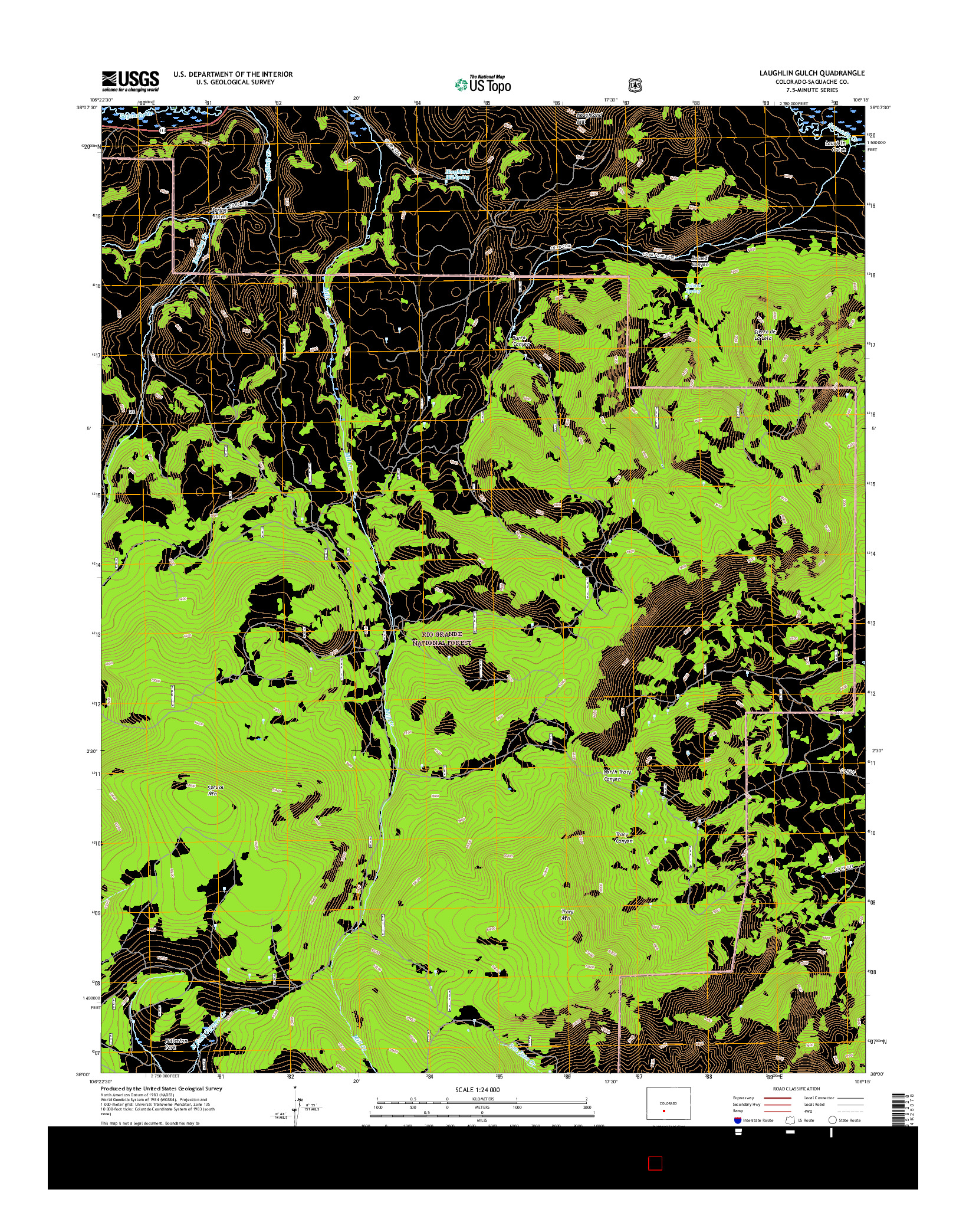 USGS US TOPO 7.5-MINUTE MAP FOR LAUGHLIN GULCH, CO 2016