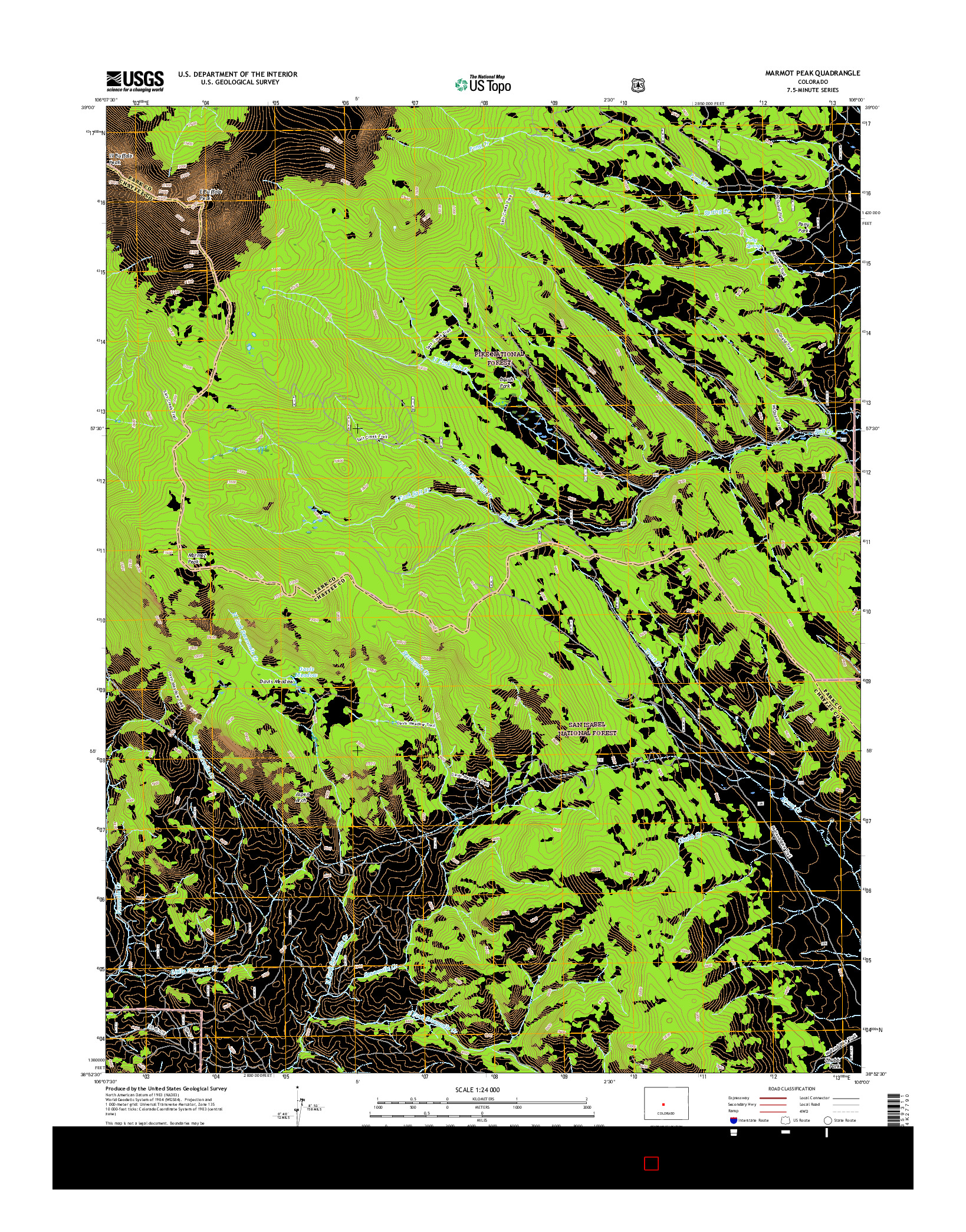 USGS US TOPO 7.5-MINUTE MAP FOR MARMOT PEAK, CO 2016