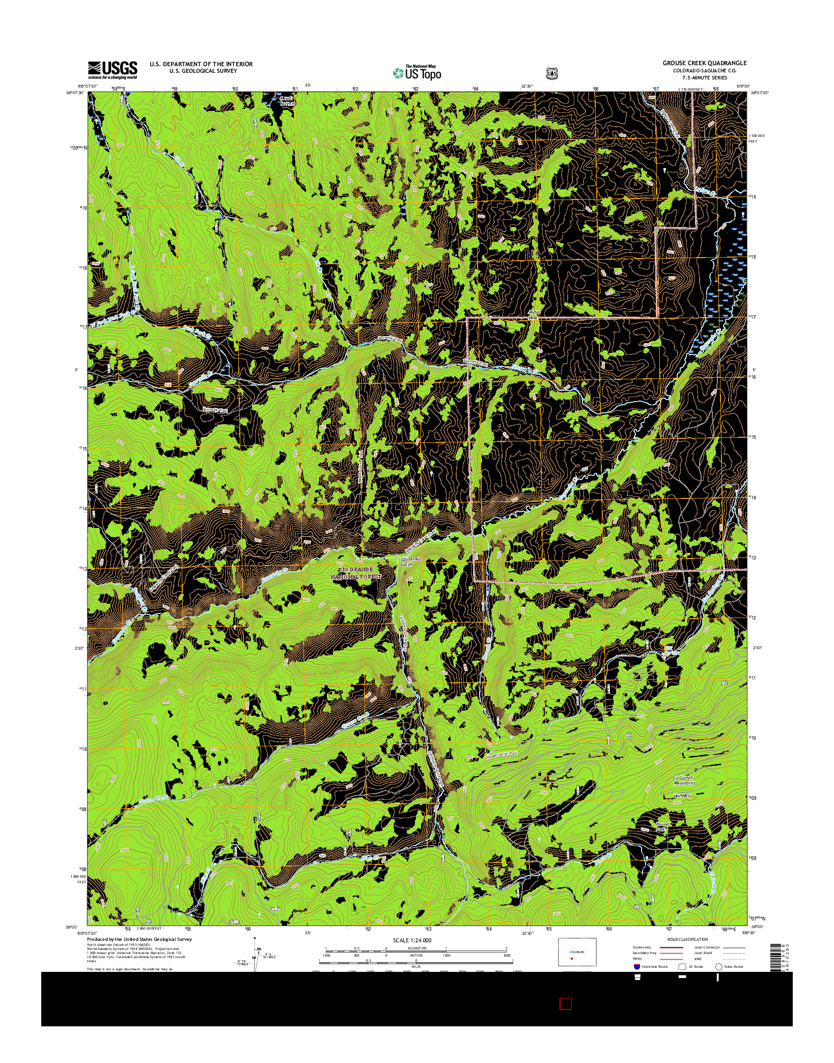 USGS US TOPO 7.5-MINUTE MAP FOR GROUSE CREEK, CO 2016