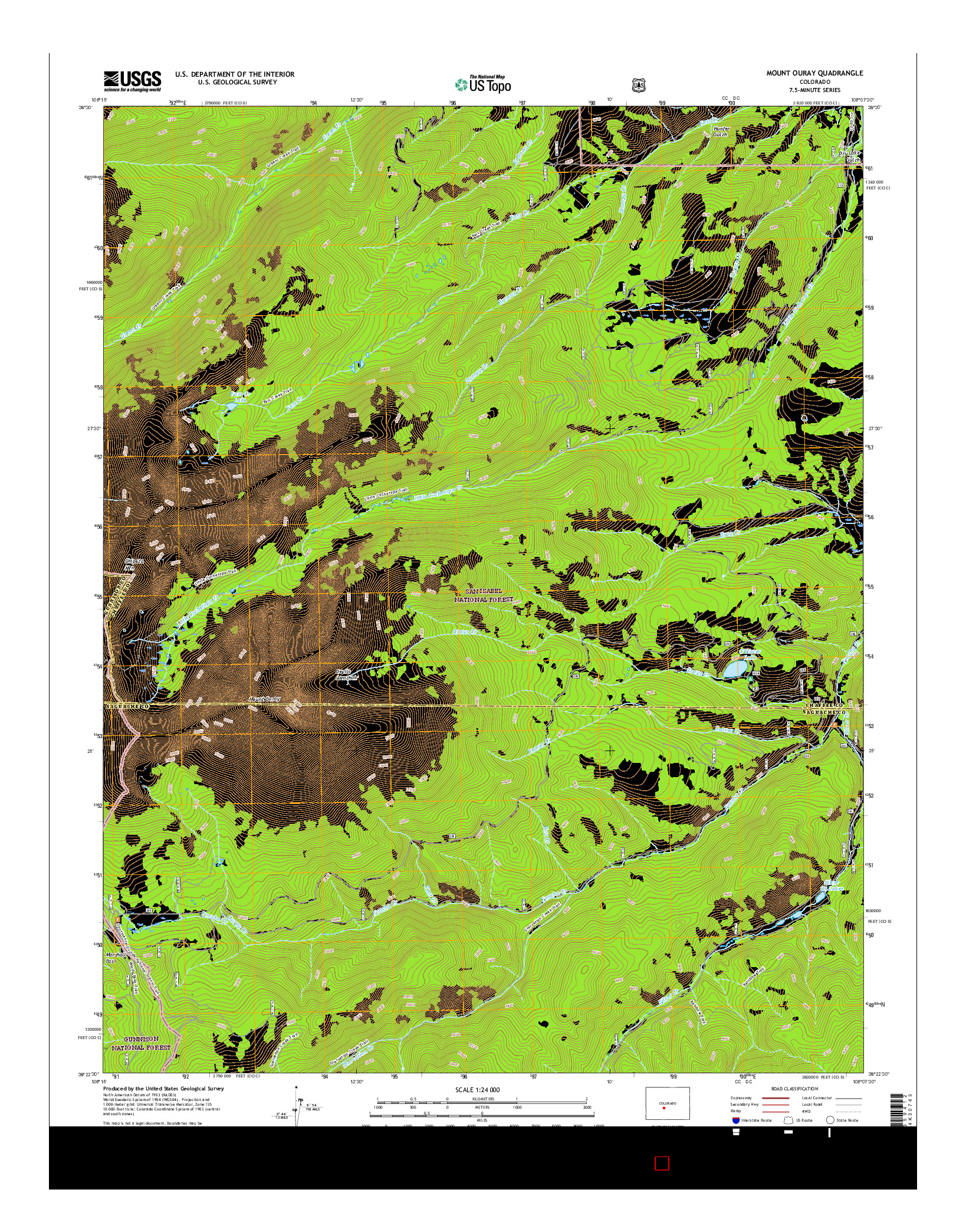 USGS US TOPO 7.5-MINUTE MAP FOR MOUNT OURAY, CO 2016