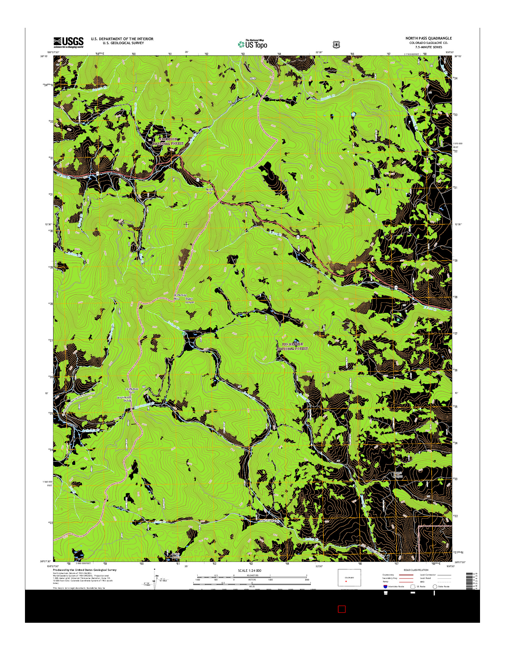 USGS US TOPO 7.5-MINUTE MAP FOR NORTH PASS, CO 2016