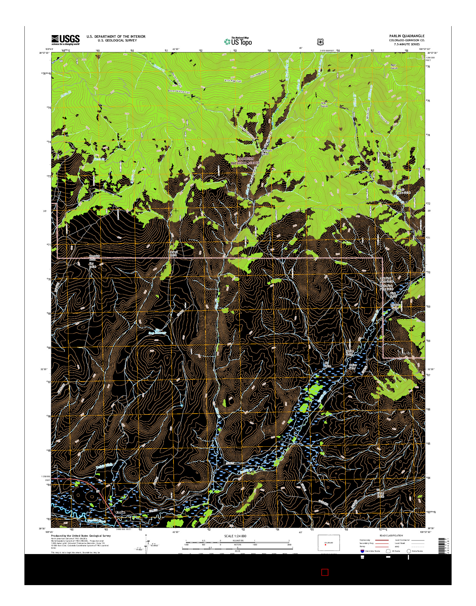 USGS US TOPO 7.5-MINUTE MAP FOR PARLIN, CO 2016