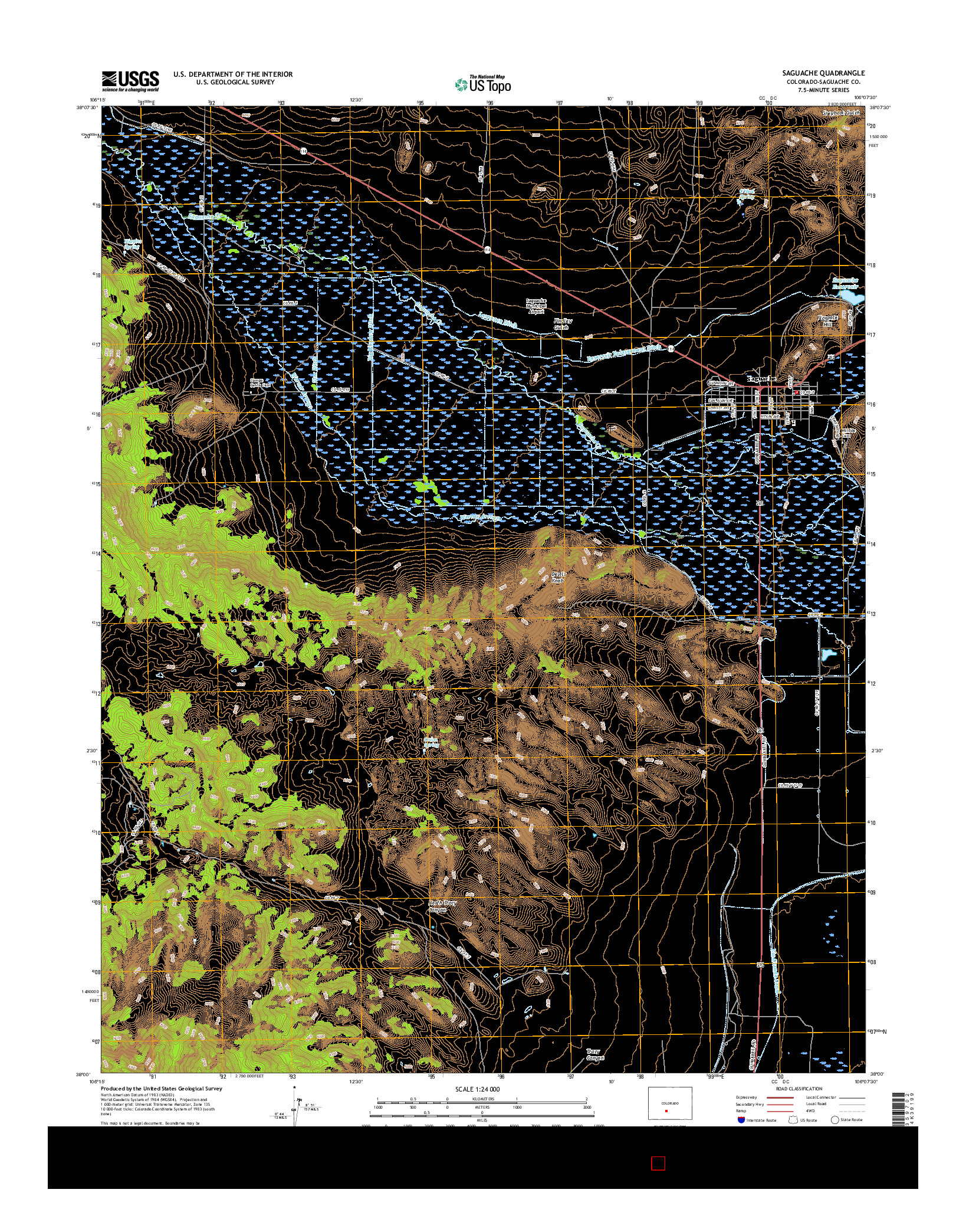 USGS US TOPO 7.5-MINUTE MAP FOR SAGUACHE, CO 2016