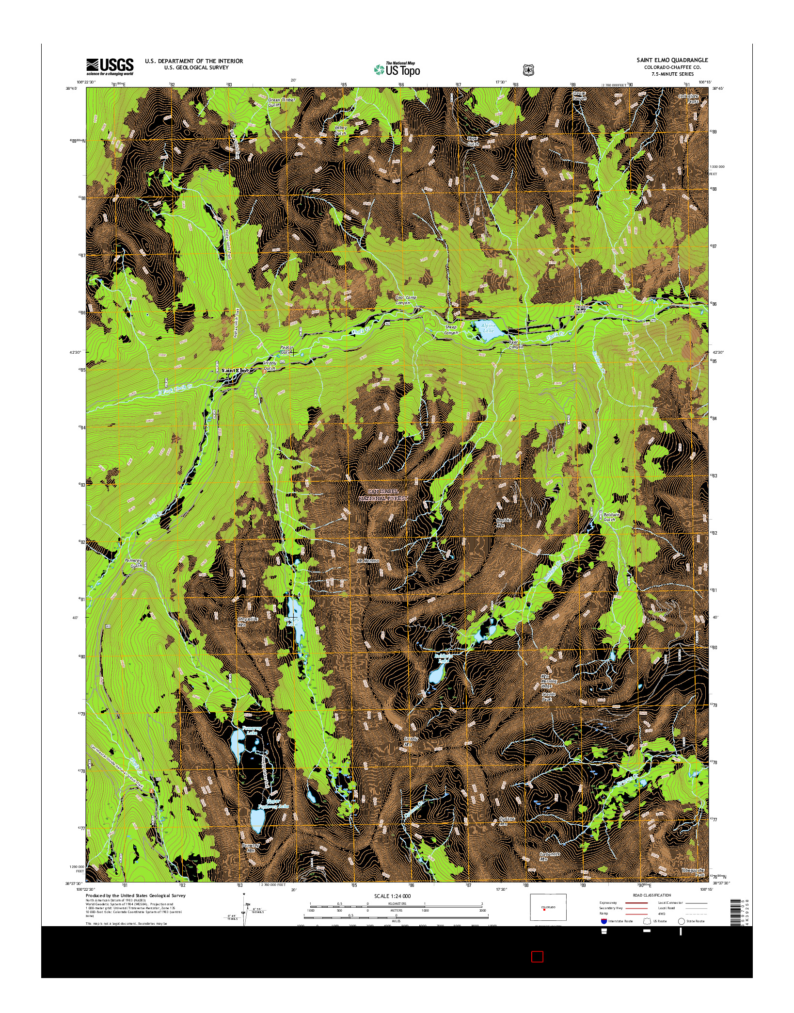USGS US TOPO 7.5-MINUTE MAP FOR SAINT ELMO, CO 2016