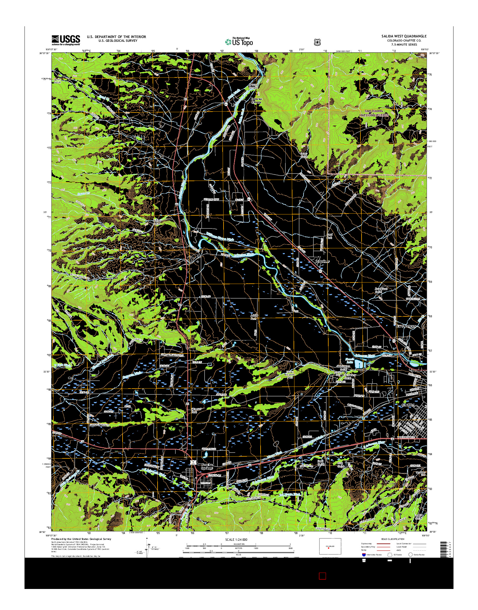 USGS US TOPO 7.5-MINUTE MAP FOR SALIDA WEST, CO 2016