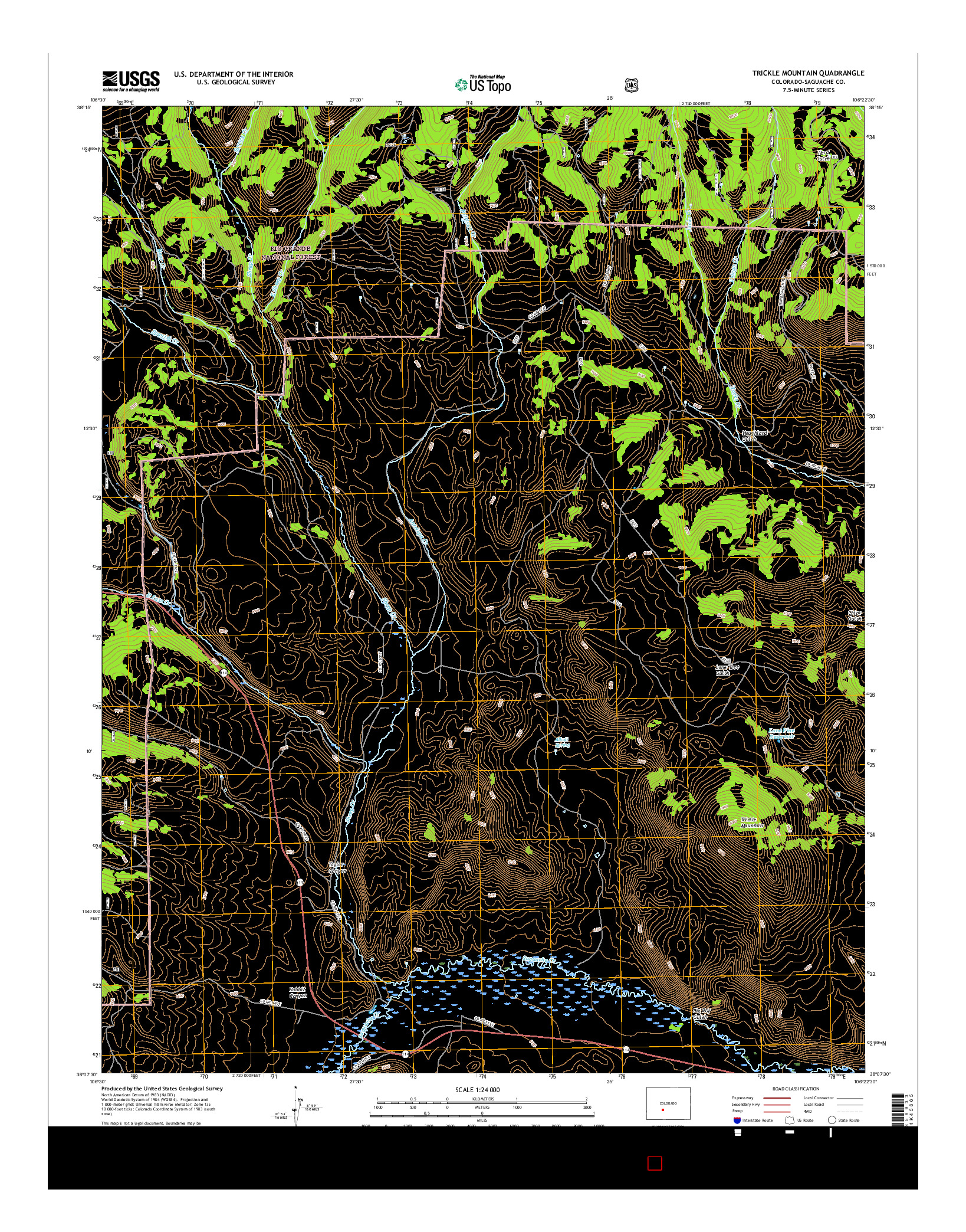 USGS US TOPO 7.5-MINUTE MAP FOR TRICKLE MOUNTAIN, CO 2016