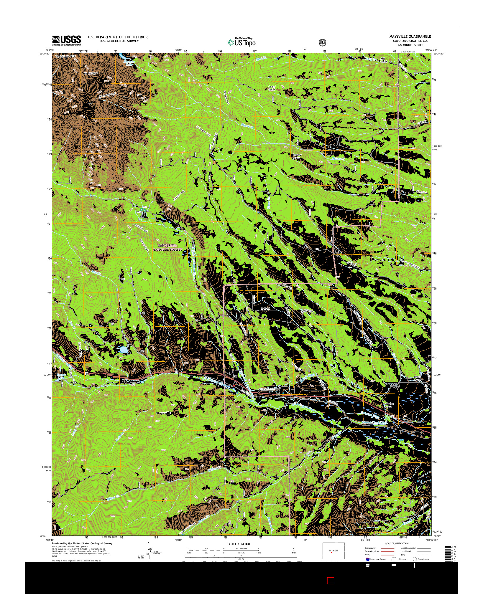 USGS US TOPO 7.5-MINUTE MAP FOR MAYSVILLE, CO 2016