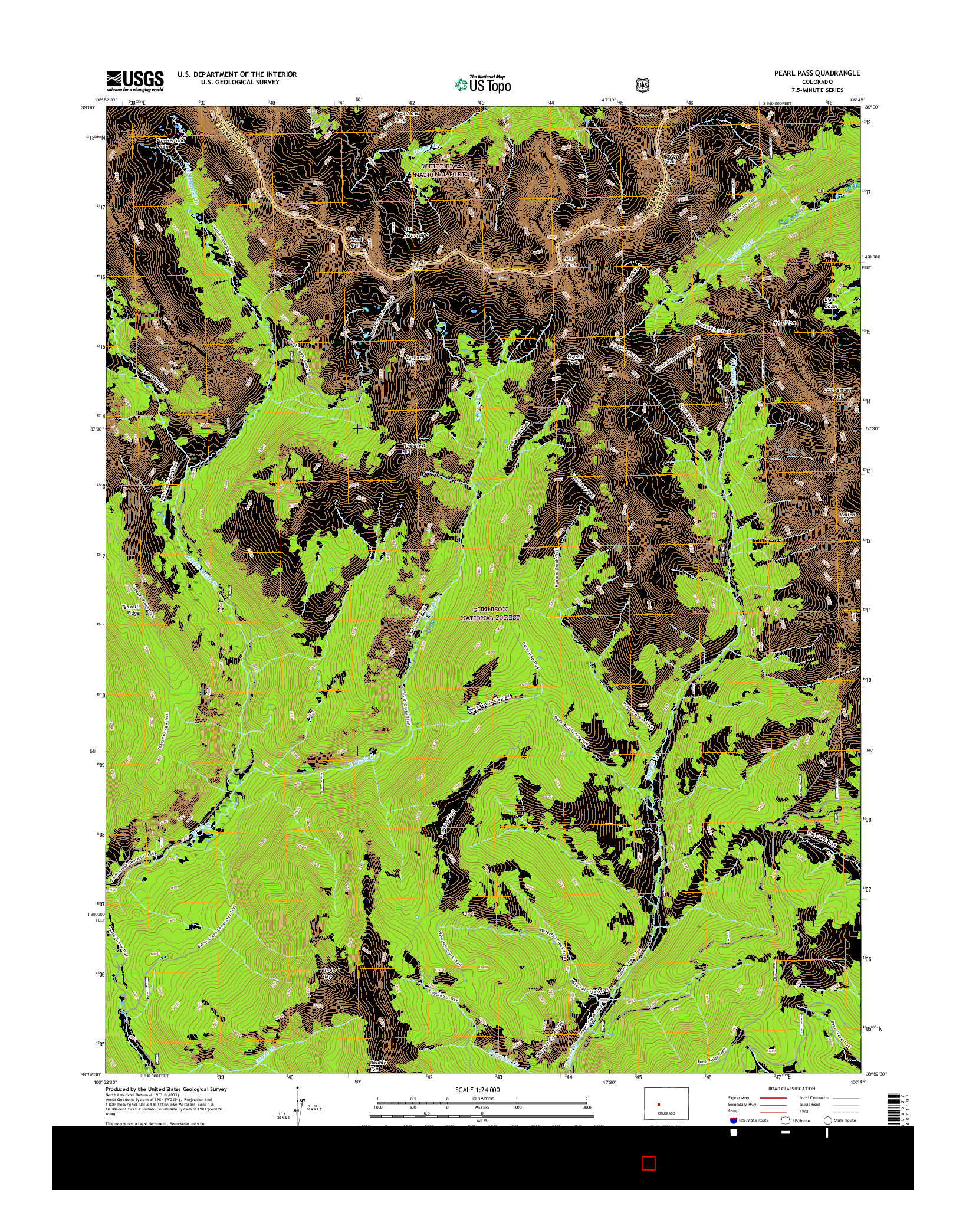 USGS US TOPO 7.5-MINUTE MAP FOR PEARL PASS, CO 2016