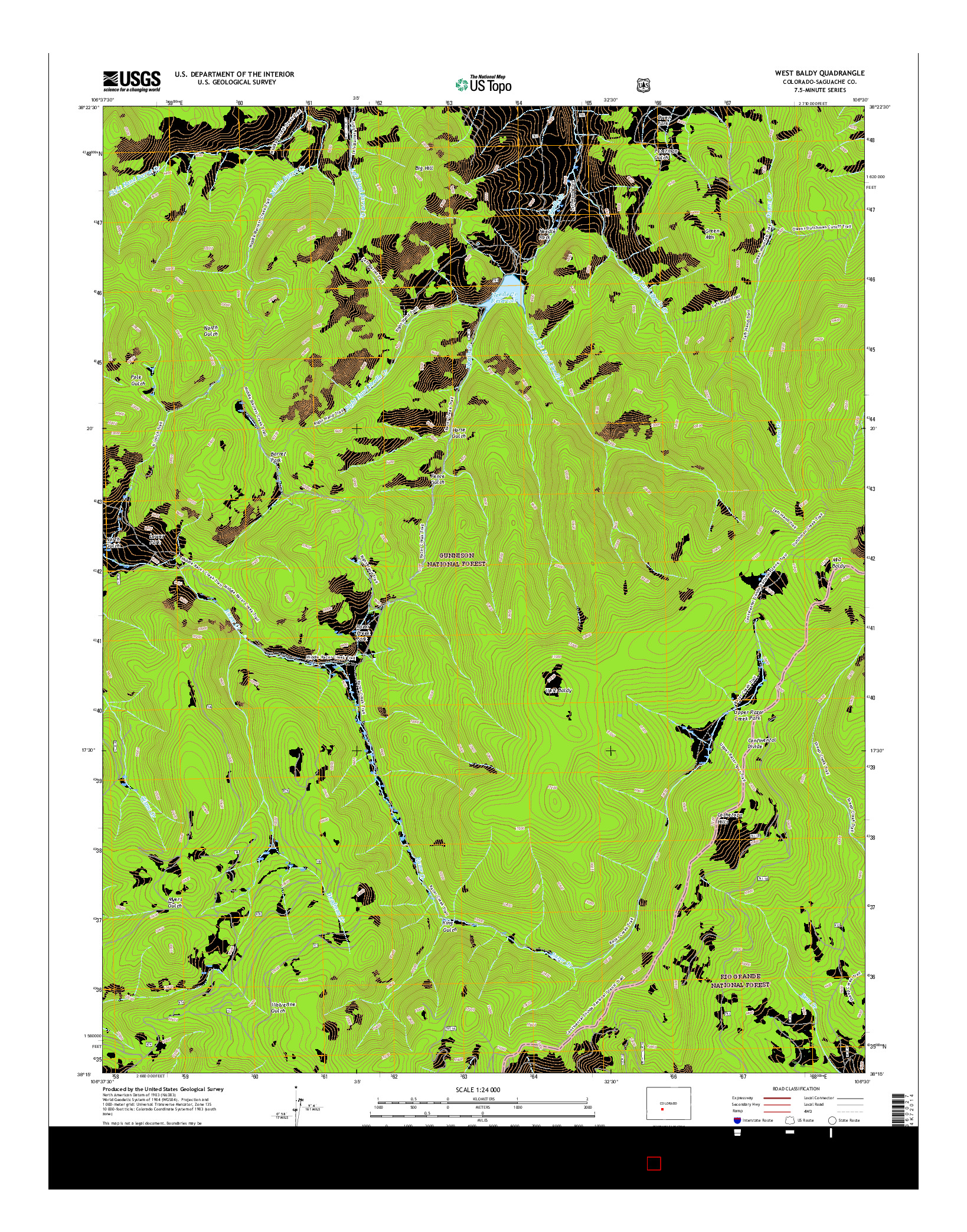 USGS US TOPO 7.5-MINUTE MAP FOR WEST BALDY, CO 2016