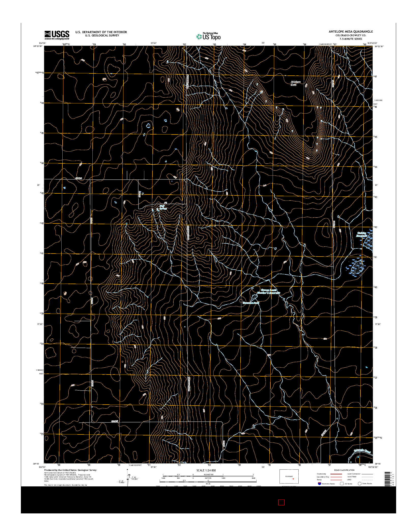 USGS US TOPO 7.5-MINUTE MAP FOR ANTELOPE MESA, CO 2016