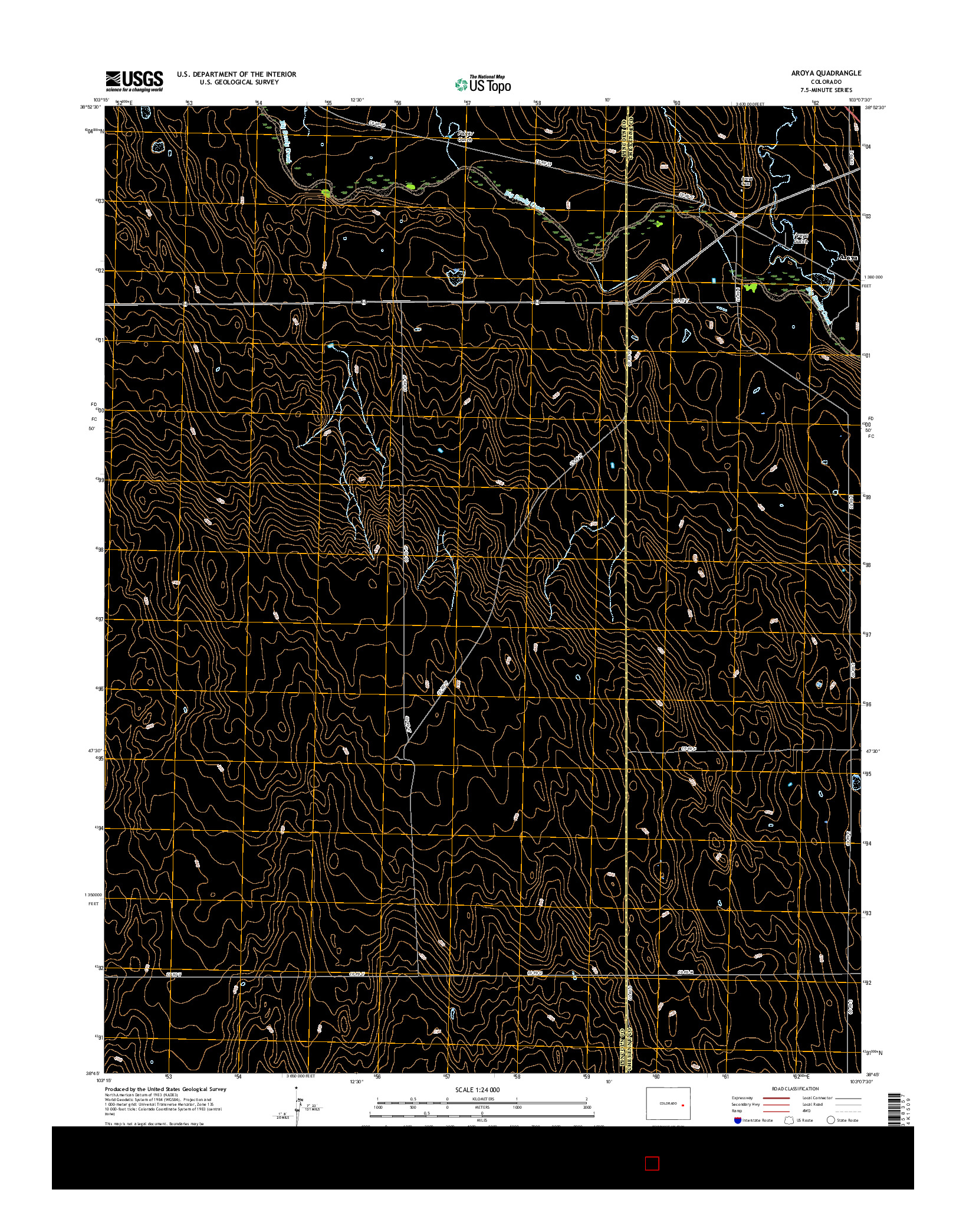 USGS US TOPO 7.5-MINUTE MAP FOR AROYA, CO 2016