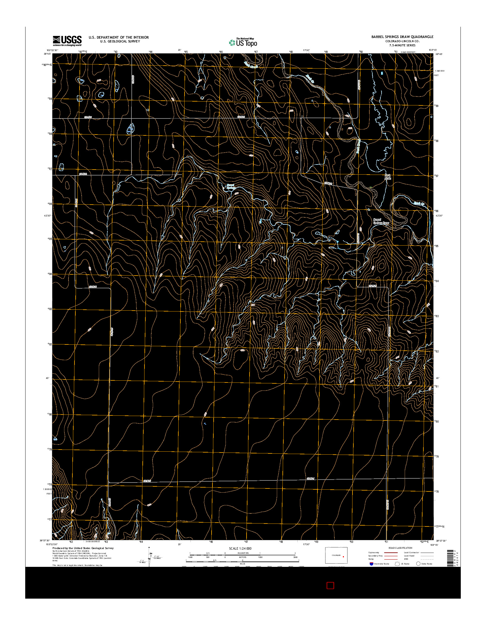 USGS US TOPO 7.5-MINUTE MAP FOR BARREL SPRINGS DRAW, CO 2016