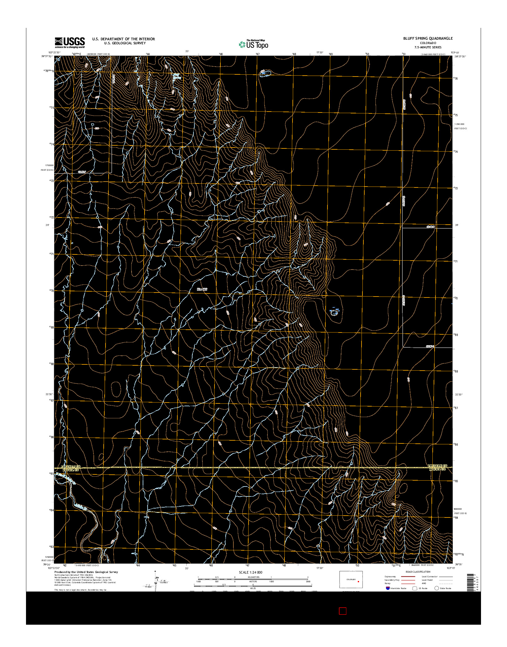 USGS US TOPO 7.5-MINUTE MAP FOR BLUFF SPRING, CO 2016