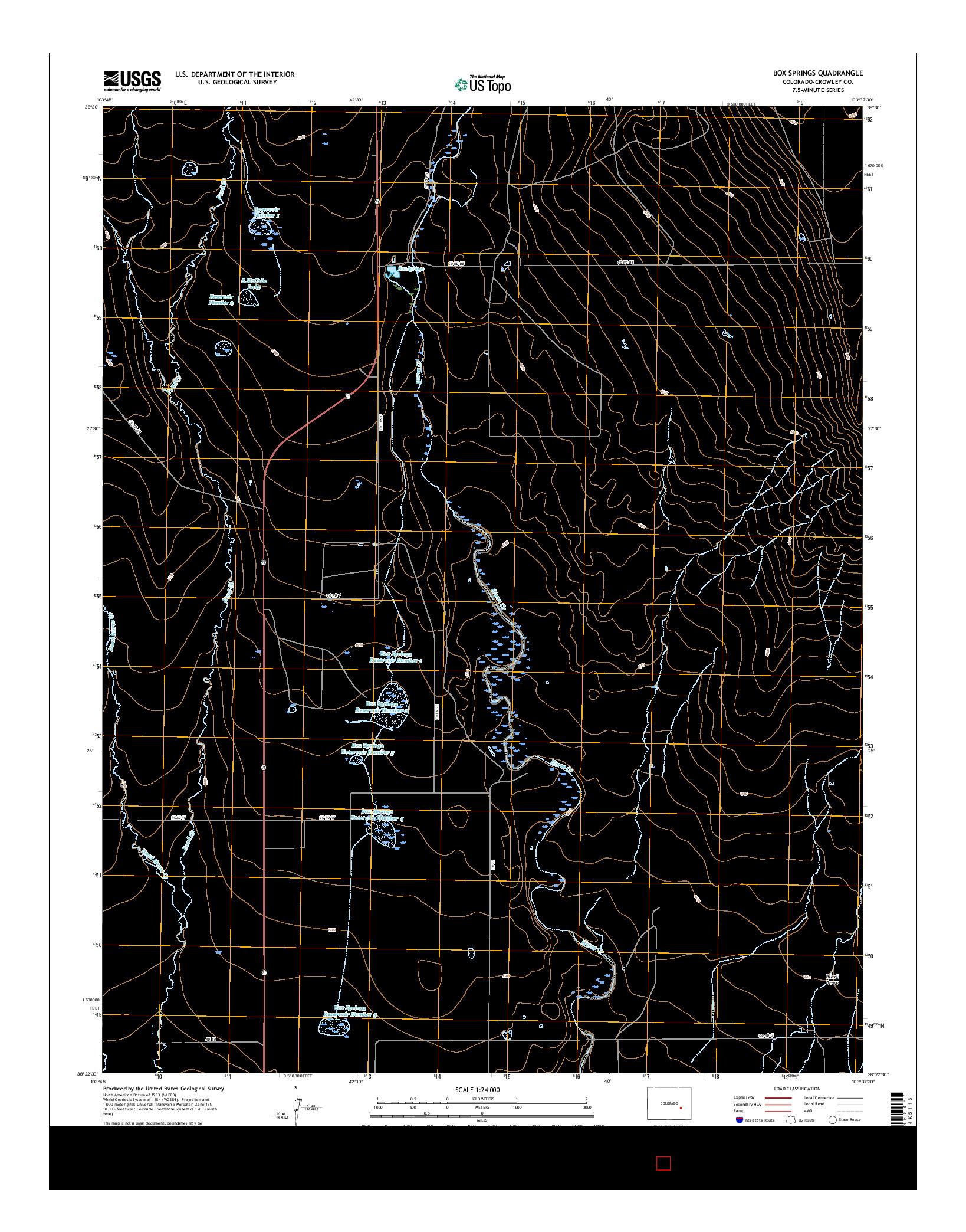 USGS US TOPO 7.5-MINUTE MAP FOR BOX SPRINGS, CO 2016