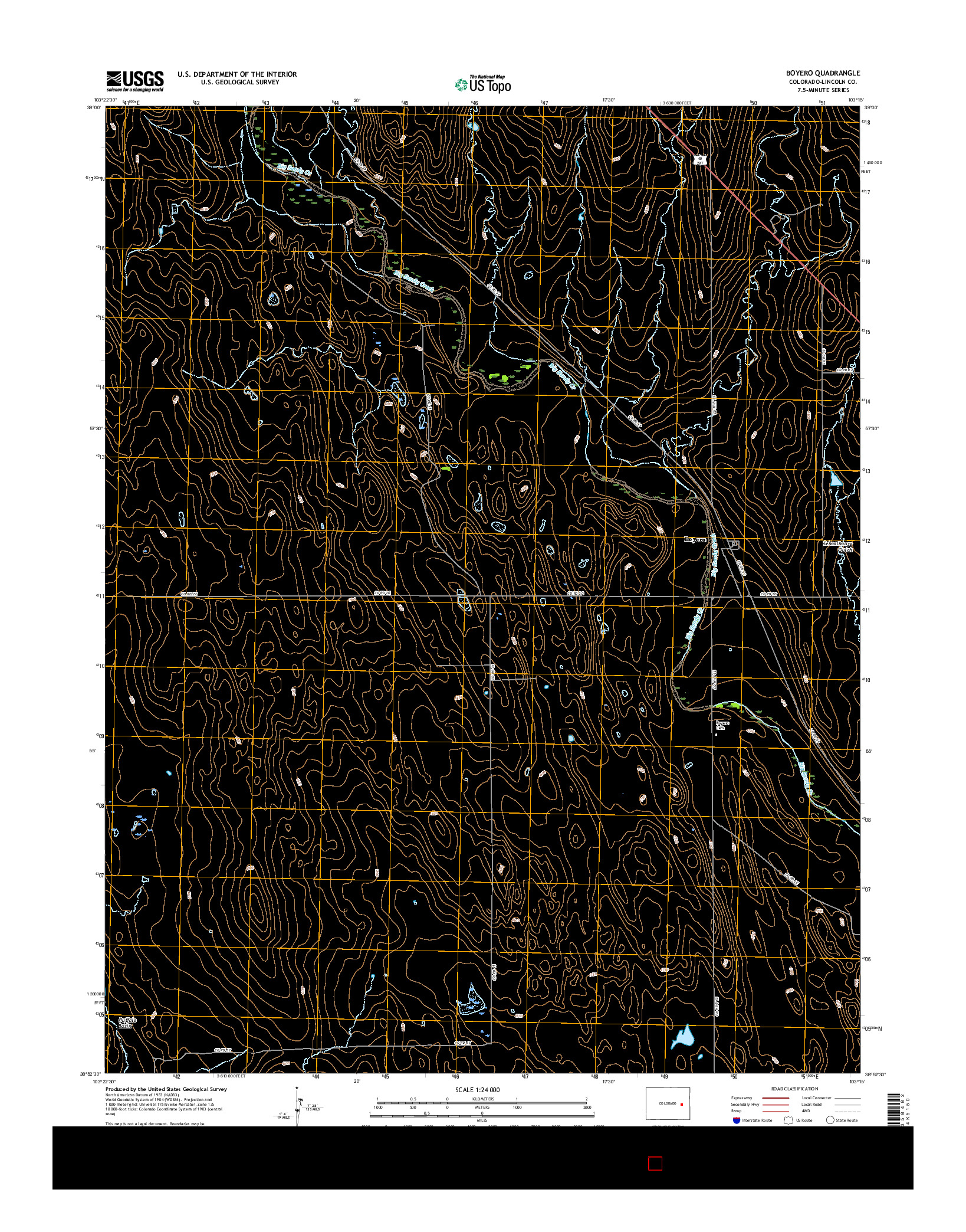 USGS US TOPO 7.5-MINUTE MAP FOR BOYERO, CO 2016
