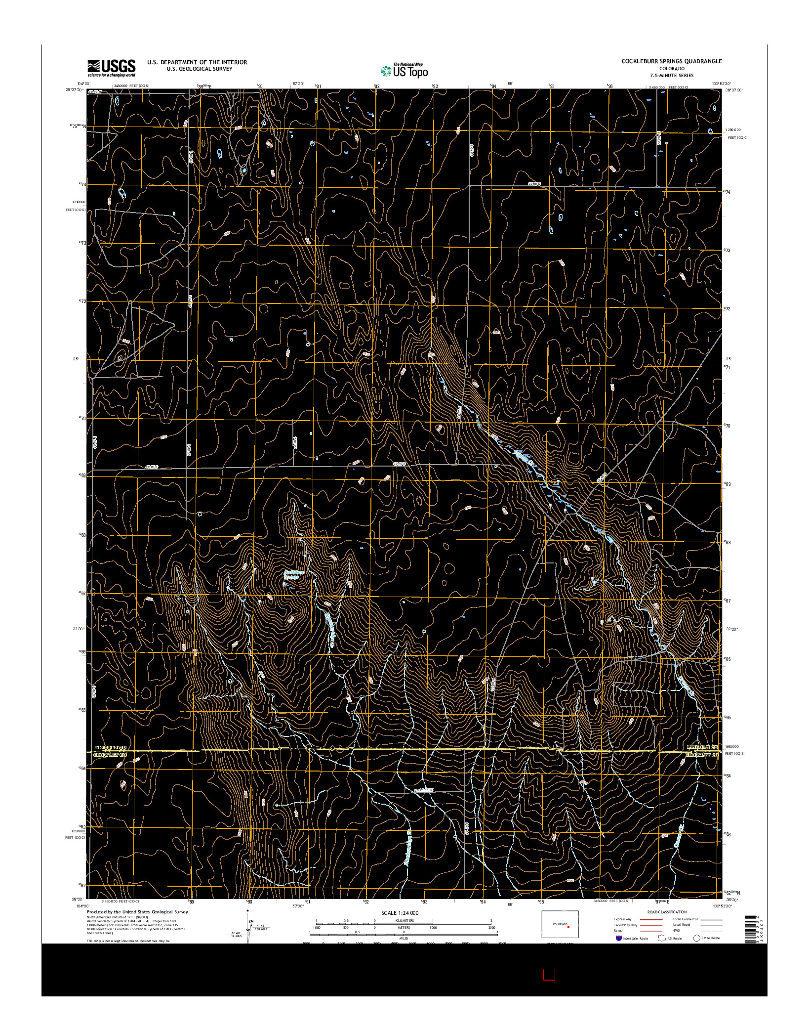 USGS US TOPO 7.5-MINUTE MAP FOR COCKLEBURR SPRINGS, CO 2016