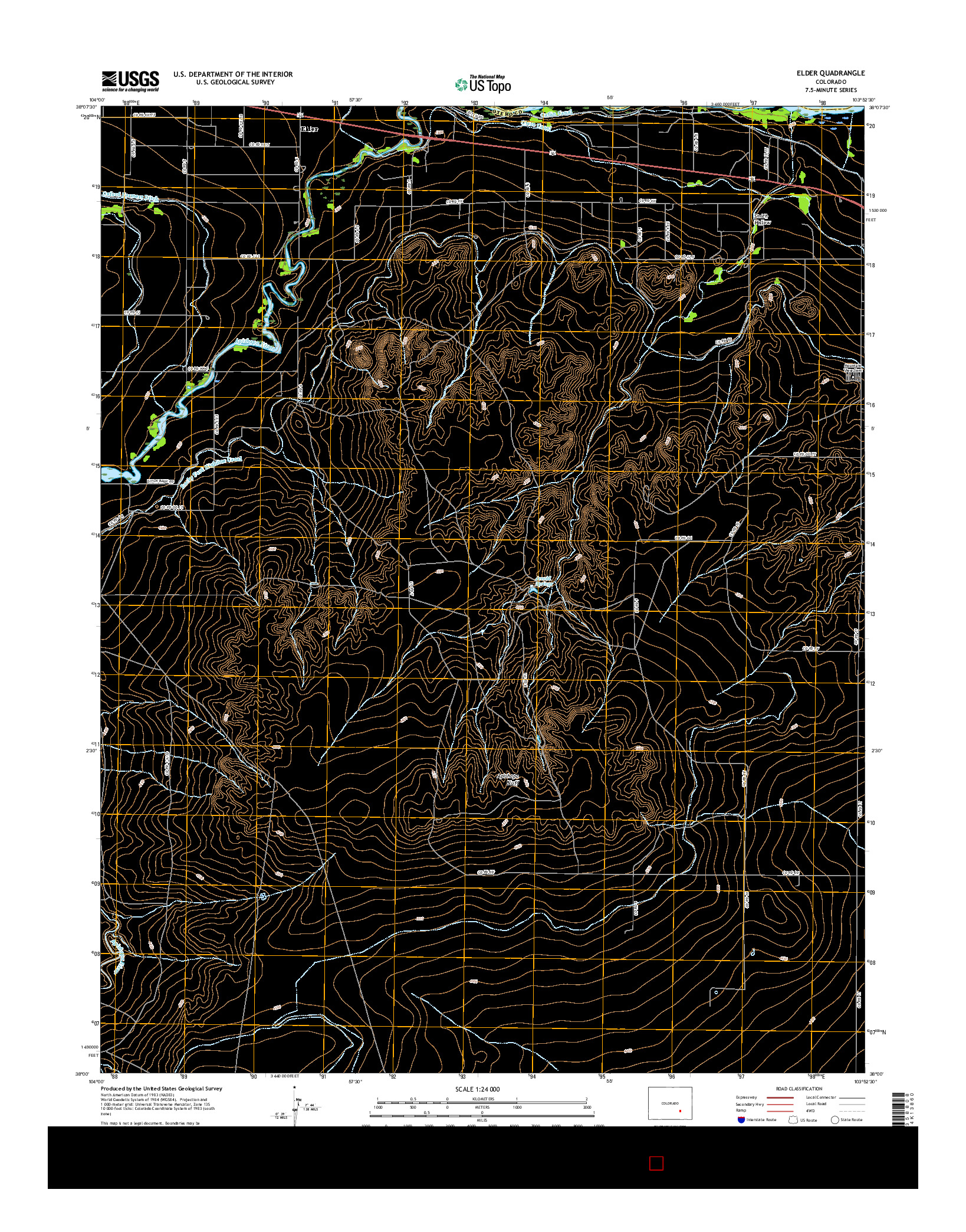 USGS US TOPO 7.5-MINUTE MAP FOR ELDER, CO 2016