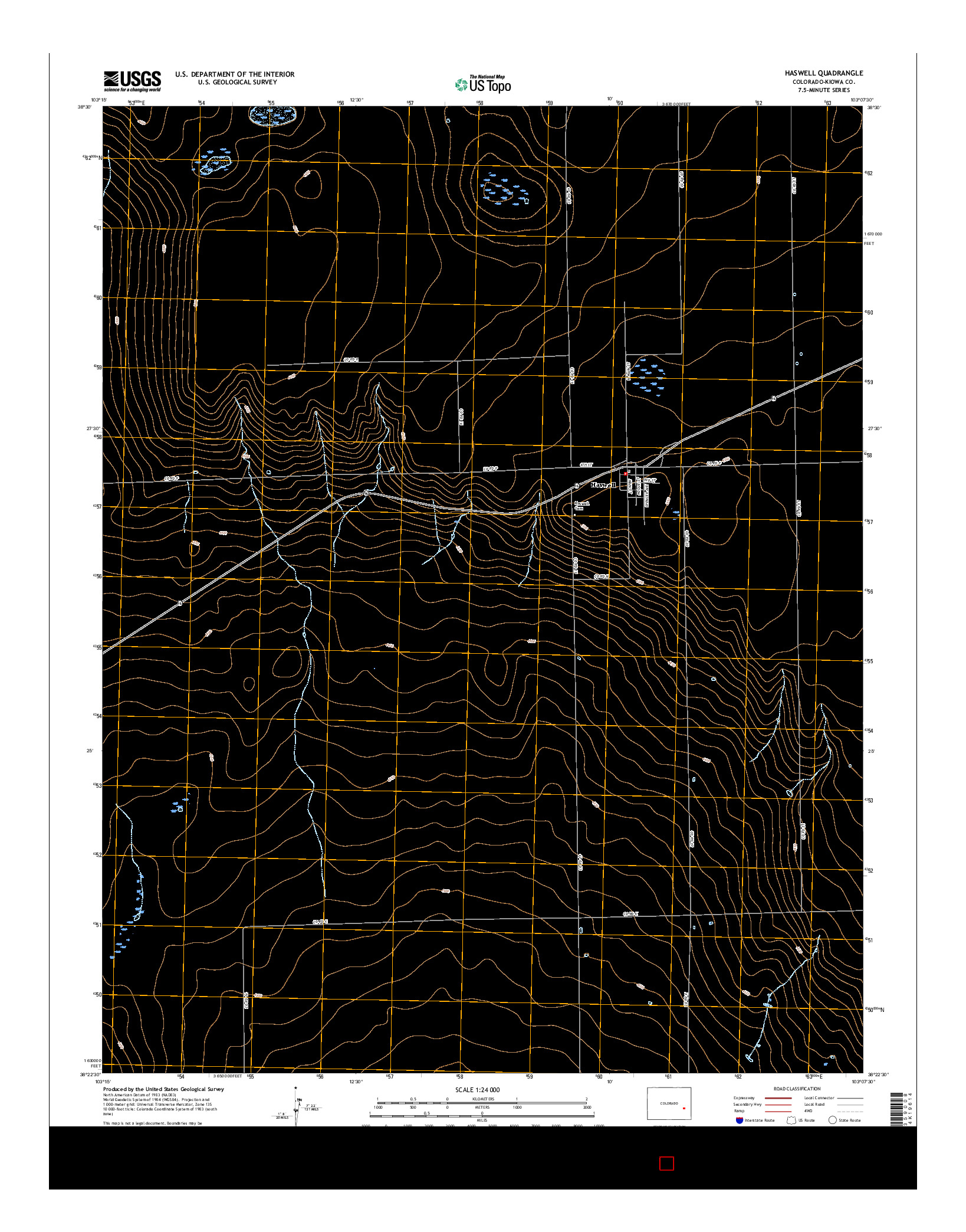USGS US TOPO 7.5-MINUTE MAP FOR HASWELL, CO 2016
