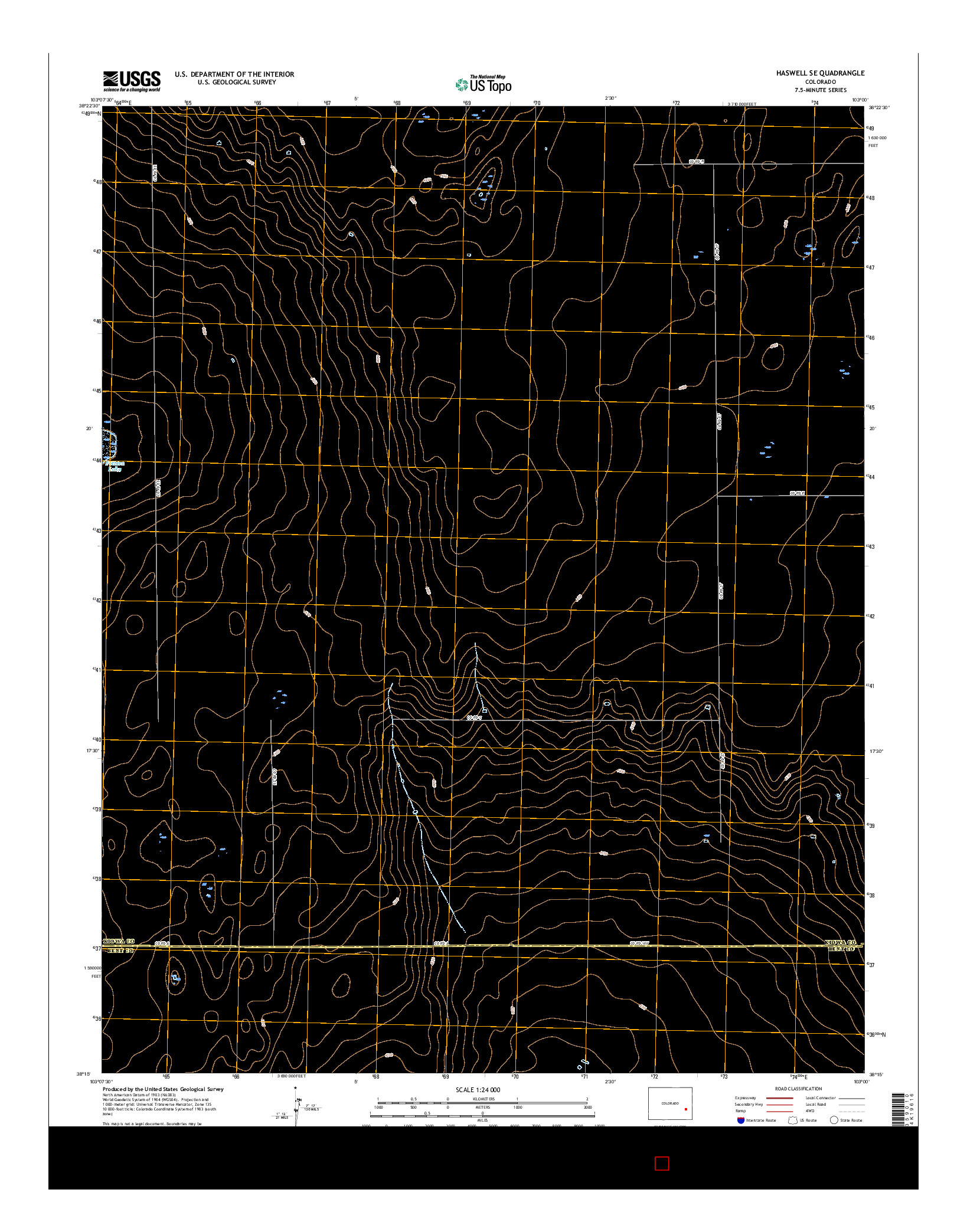 USGS US TOPO 7.5-MINUTE MAP FOR HASWELL SE, CO 2016