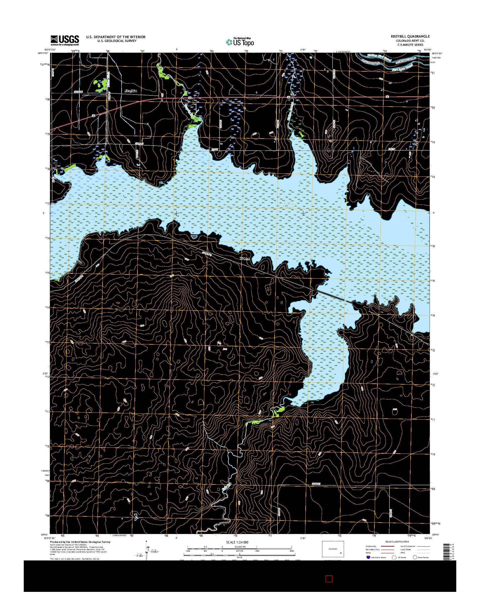 USGS US TOPO 7.5-MINUTE MAP FOR KREYBILL, CO 2016