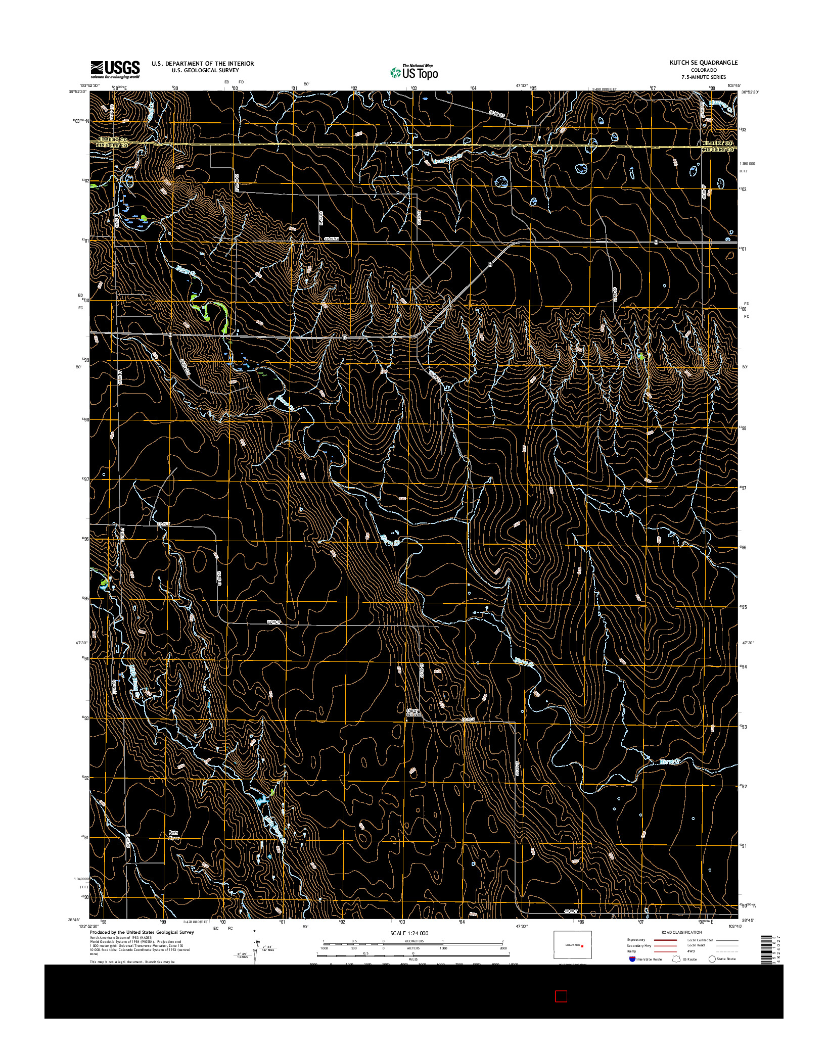 USGS US TOPO 7.5-MINUTE MAP FOR KUTCH SE, CO 2016