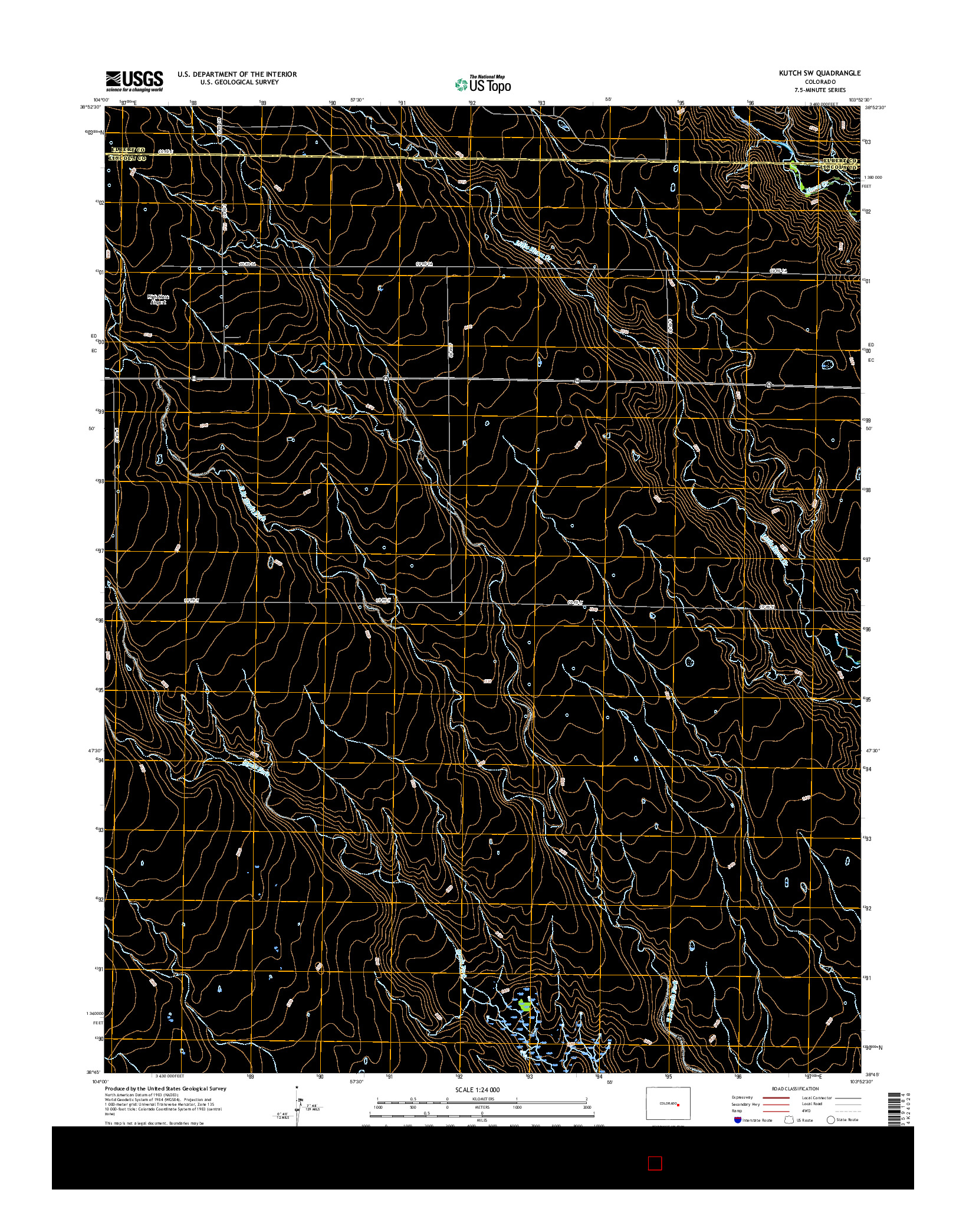 USGS US TOPO 7.5-MINUTE MAP FOR KUTCH SW, CO 2016