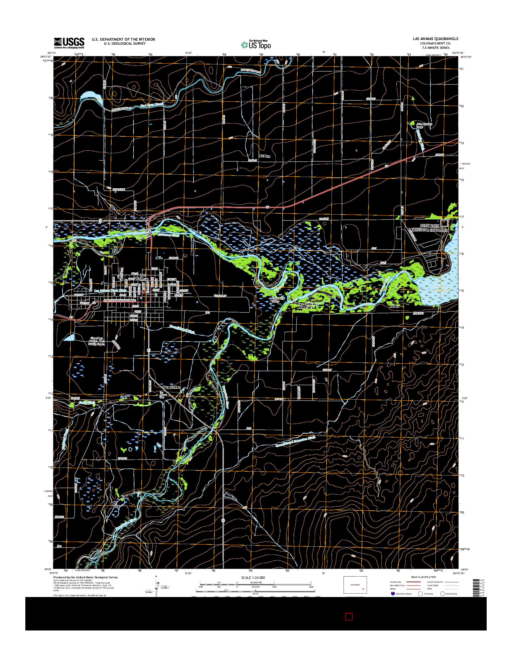 USGS US TOPO 7.5-MINUTE MAP FOR LAS ANIMAS, CO 2016