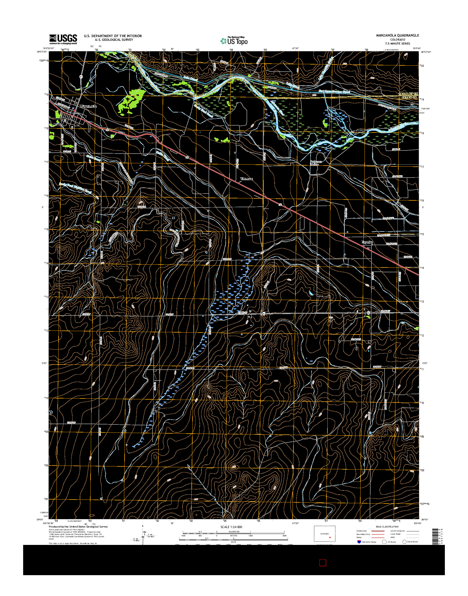 USGS US TOPO 7.5-MINUTE MAP FOR MANZANOLA, CO 2016