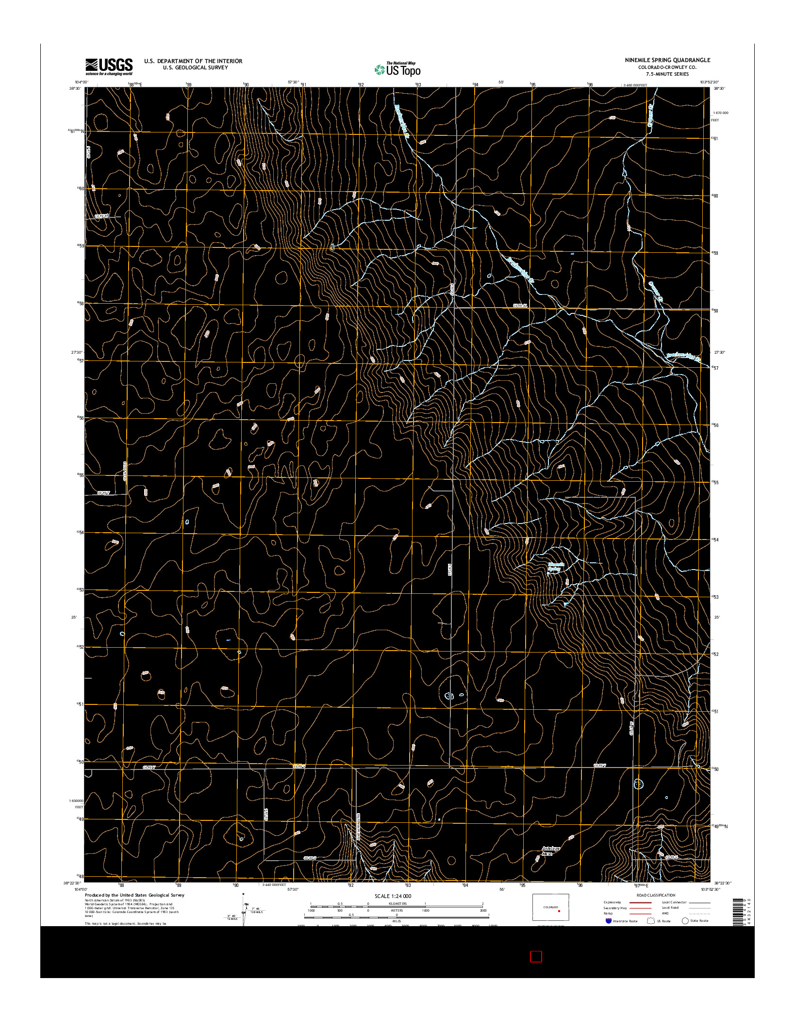 USGS US TOPO 7.5-MINUTE MAP FOR NINEMILE SPRING, CO 2016