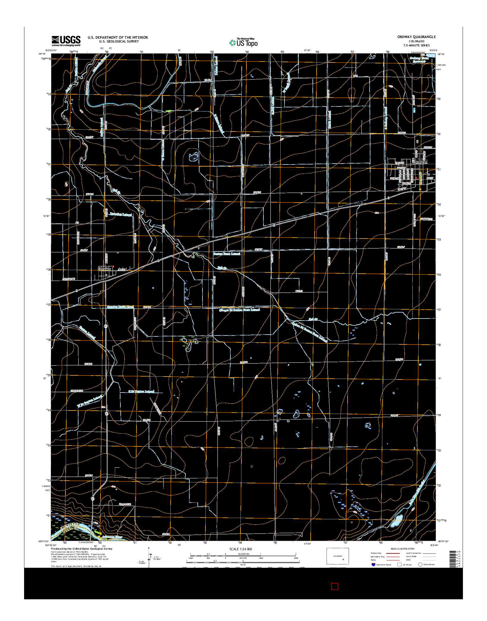 USGS US TOPO 7.5-MINUTE MAP FOR ORDWAY, CO 2016