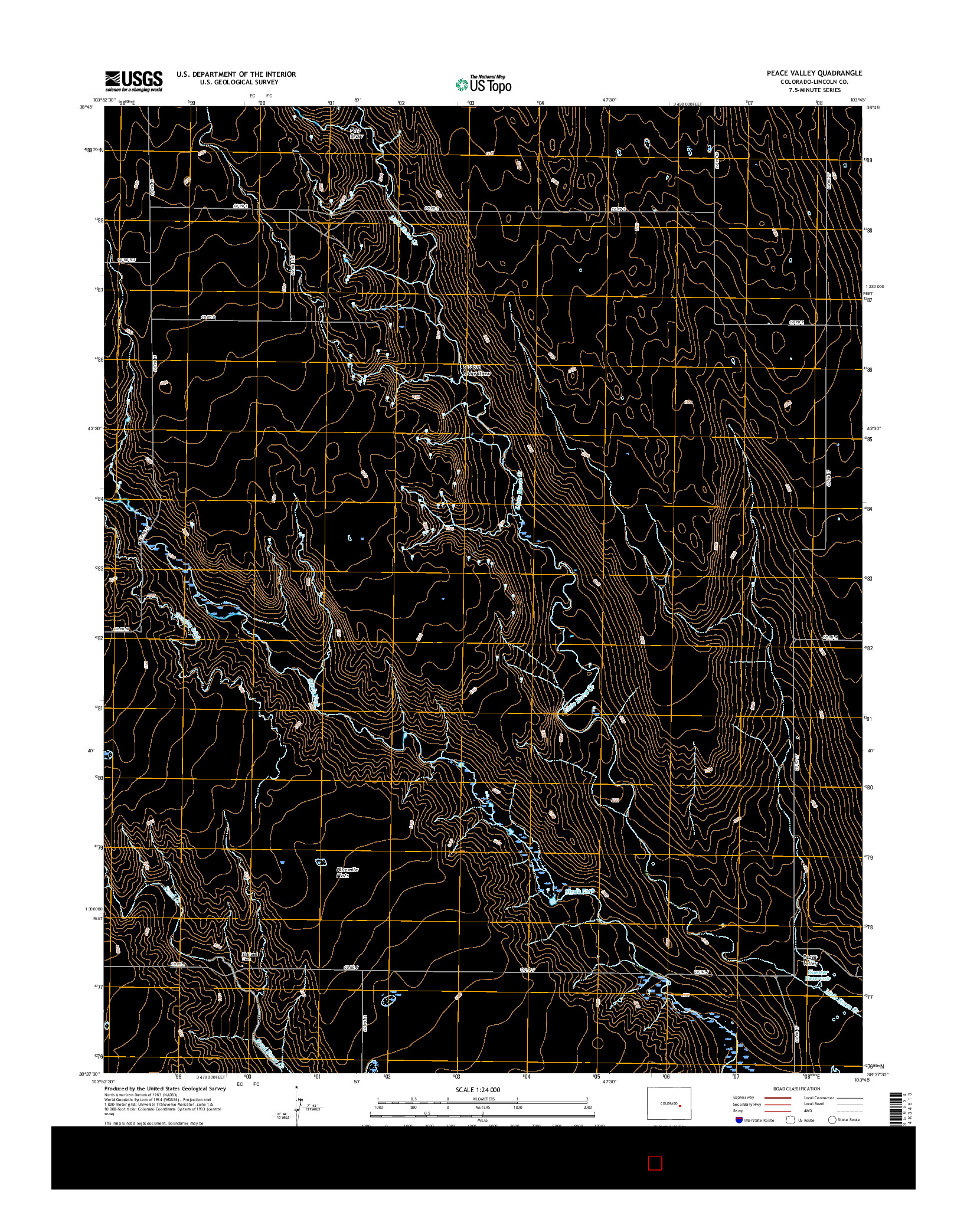 USGS US TOPO 7.5-MINUTE MAP FOR PEACE VALLEY, CO 2016